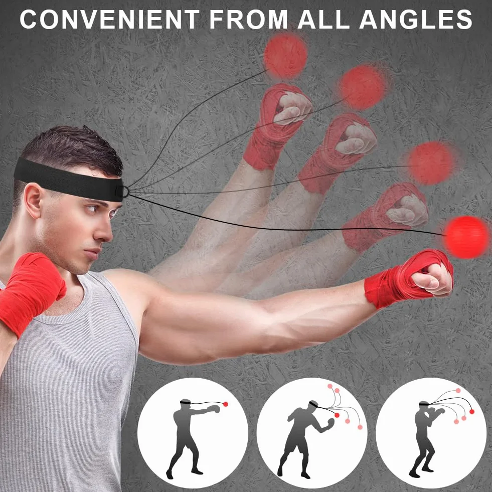 flintronic Pelota de Reflejos Boxeo, Bola de Entrenamiento de Boxeo con Diadema para Fitness MMA Muay Thai