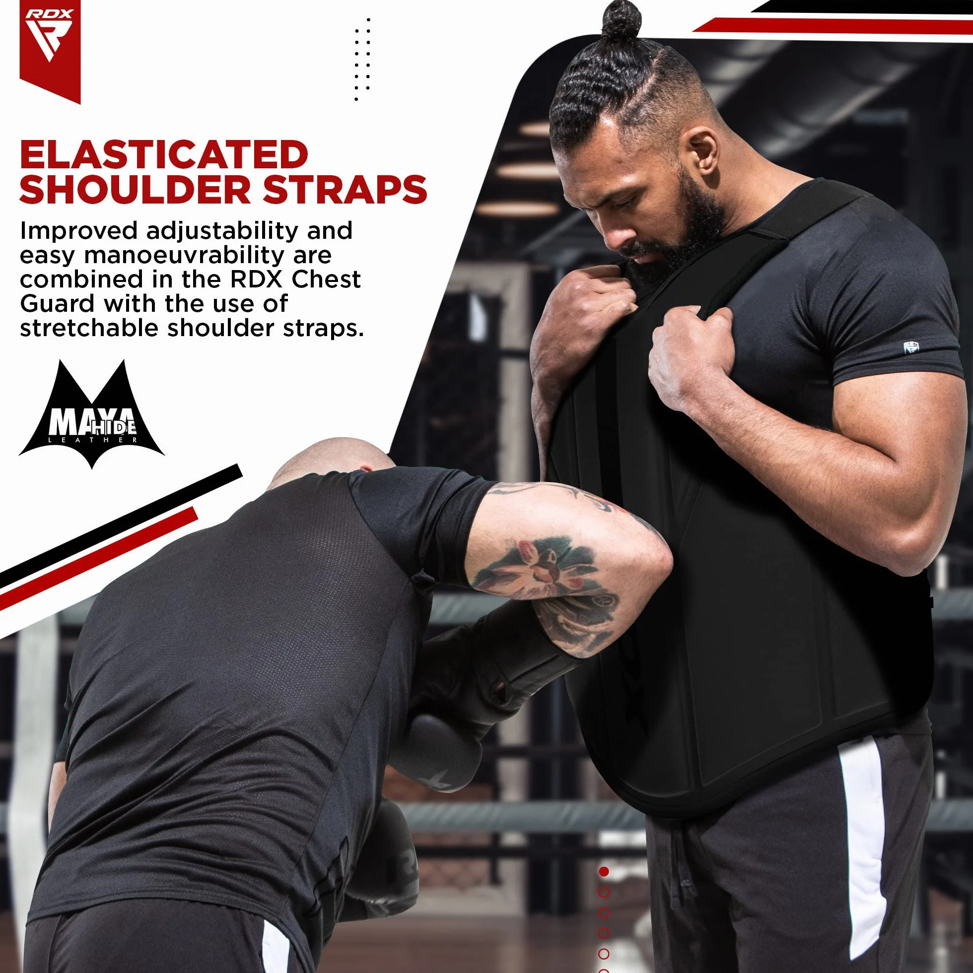 RDX Protector de Pecho Maya Hide Cuero Acolchado Ajustable para Muay Thai, Artes Marciales, Kickboxing