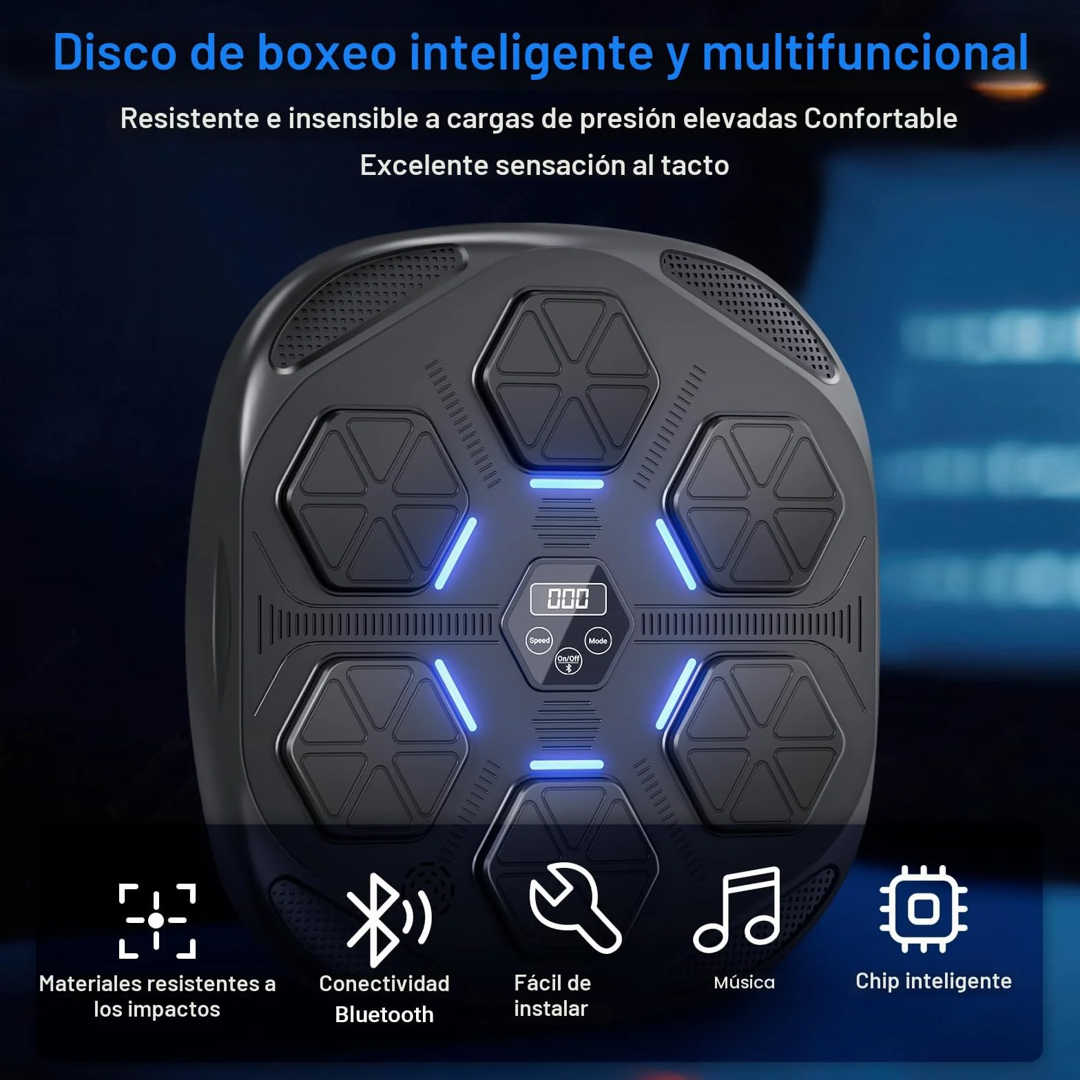 Máquina de Boxeo Musical Bluetooth portátil de Pared, 9 Modos de Velocidad, Altura Ajustable con Guantes