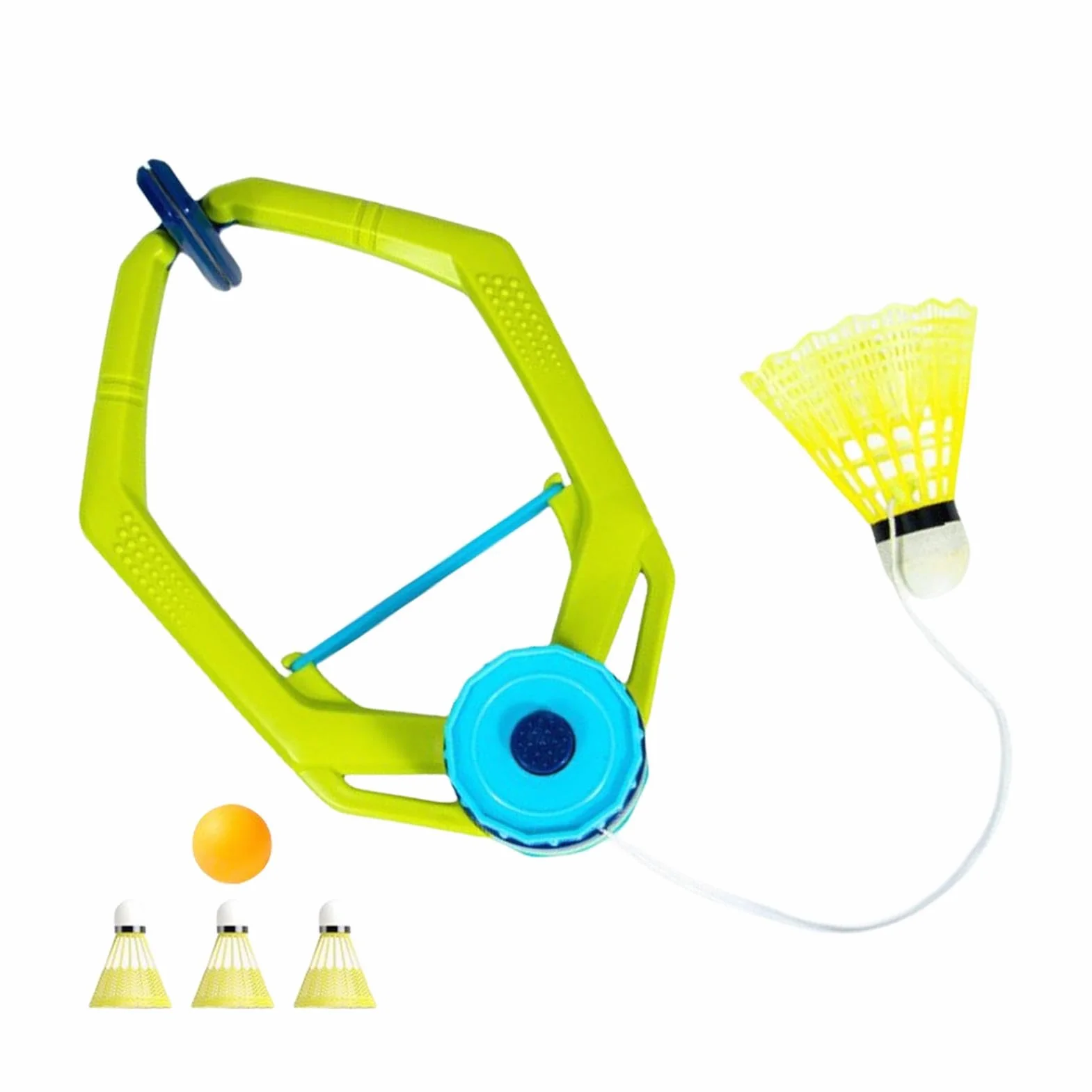 Entrenador de bádminton ajustable para práctica de rebote, incluye volante con cuerda, tenis de mesa y pelotas de bádminton, 15x23 cm