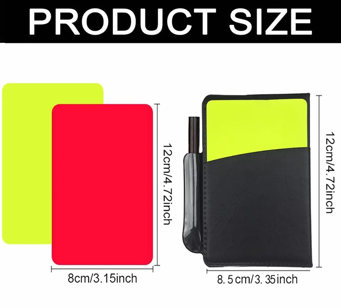 Kit de Árbitro Deportivo con Tarjetas Roja y Amarilla, Accesorios para Fútbol, Papel, Lápiz y Cartera de Piel