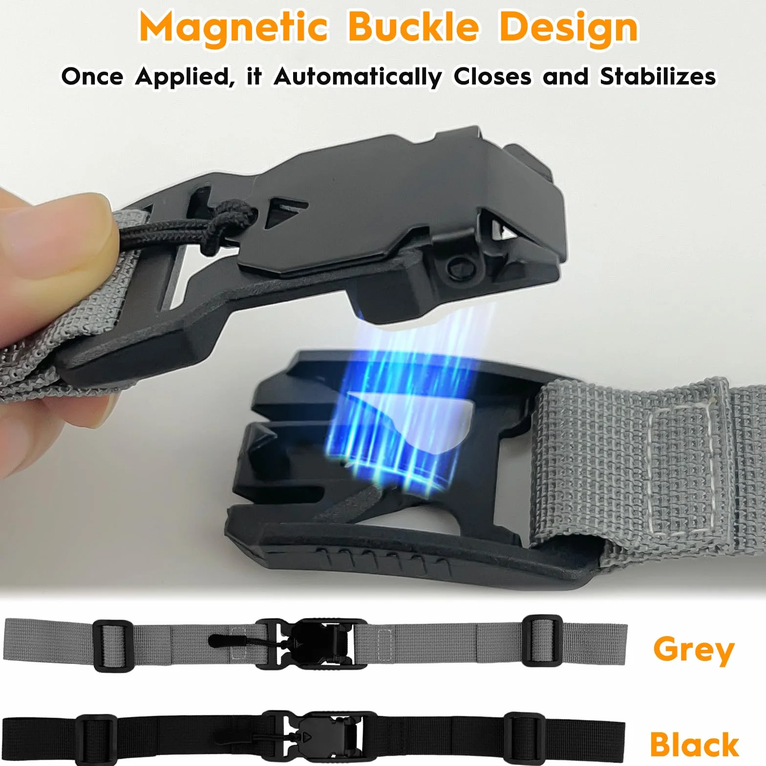 Correas ajustables para mochila antideslizantes hebilla magnética liberación rápida negro gris