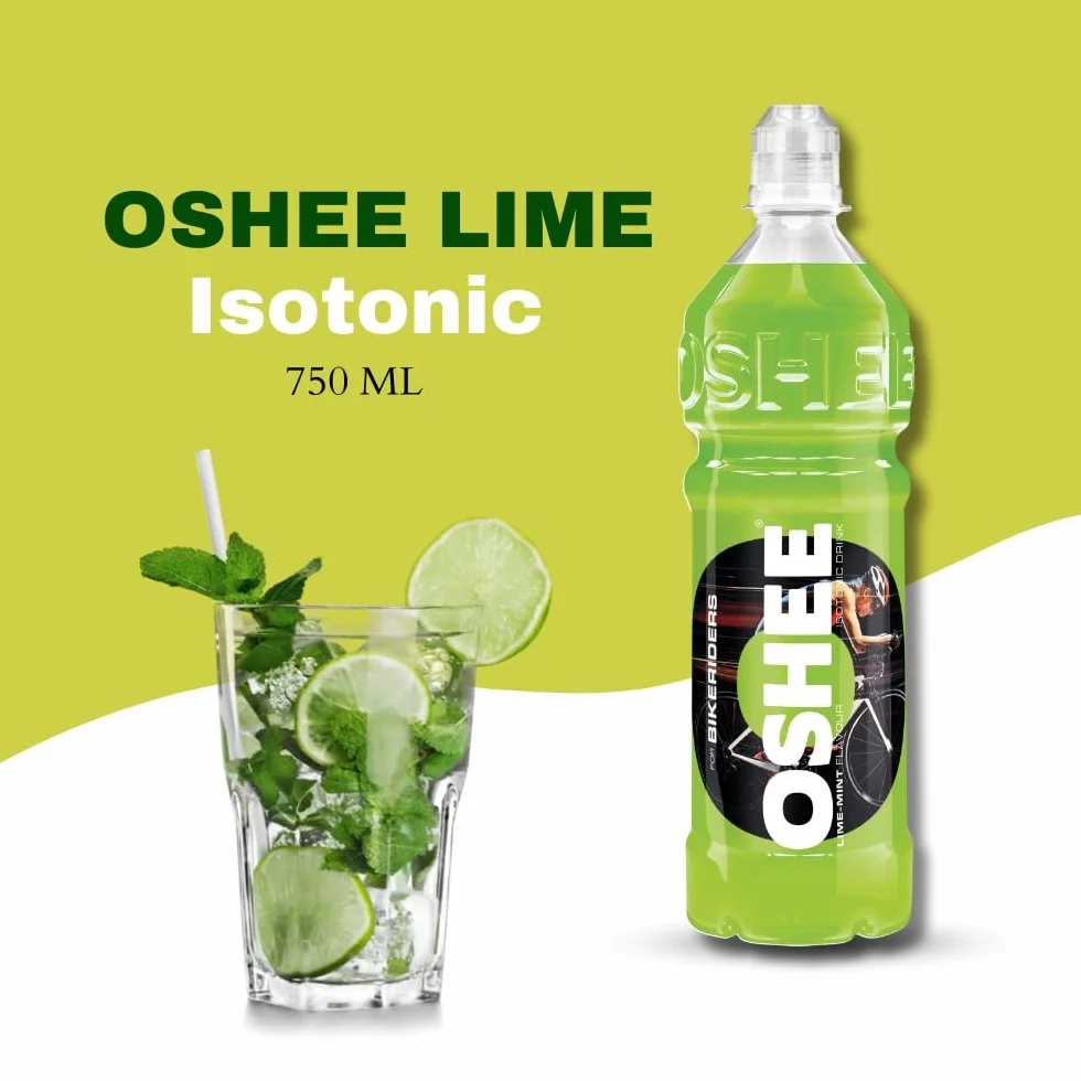OSHEE LIME isotonic Drink 750ml (Pack of 6) - Addition of vitamins and L-carnitine - Sugar Free - Hydration - Vitamin Drinks