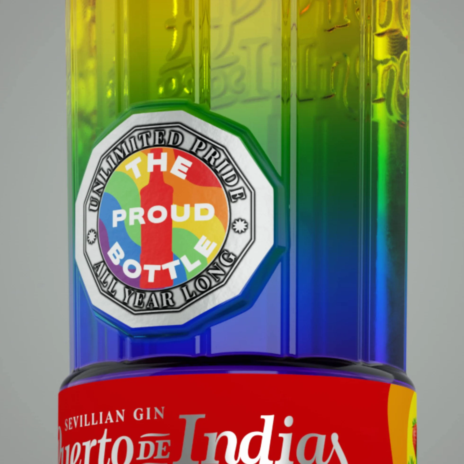 Puerto de Indias – Edicion ilimitada LGTBIQ+ Orgullo Todo el Año – Ginebra de Fresa Premium – Strawberry Premium Gin – 70 cl – 37.5º