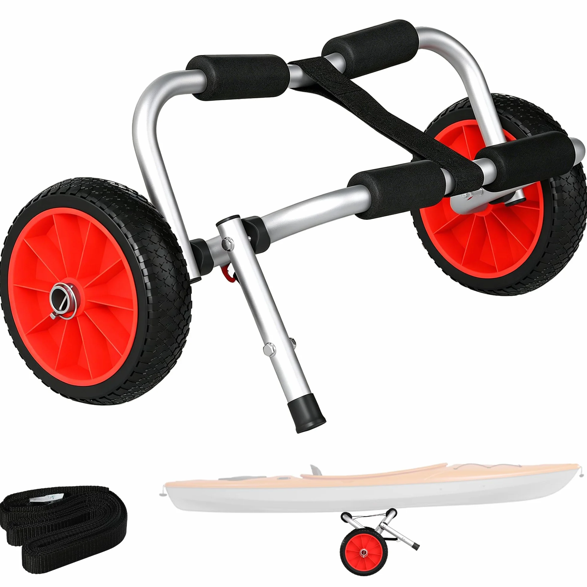 HOMCOM Plegable Carro de Transporte Kayak Carrier 70kg Aluminio 62x35x30 cm
