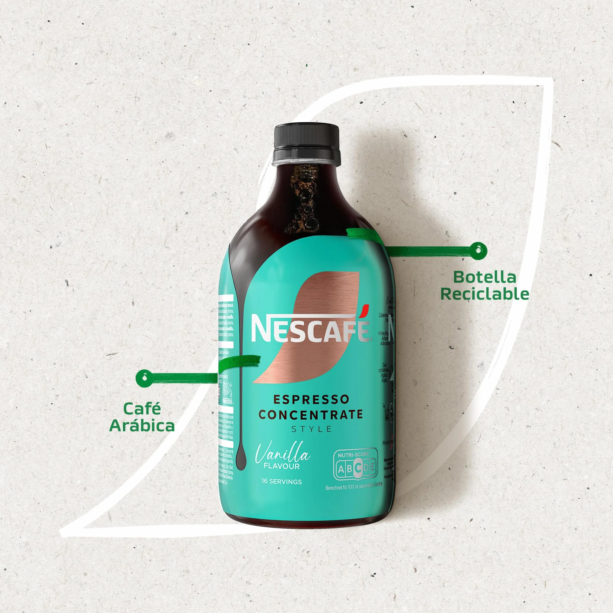 NESCAFÉ Espresso Concentrate Vainilla, con café Arábica y sabor vainilla, Concentrado de café líquido para iced coffee y lattes, Botella 500 ml