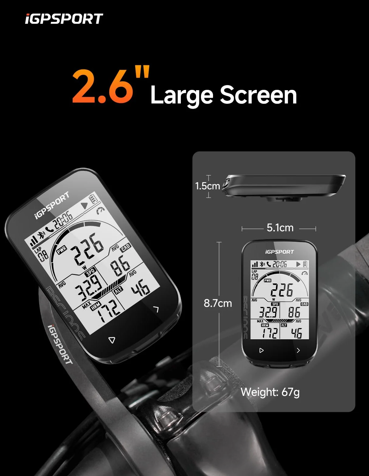 iGPSPORT BSC100S GPS Ciclocomputador Pantalla 2,6 Pulgadas 40 Horas Autonomía Ant+ BLE 5.0 Impermeable IPX7