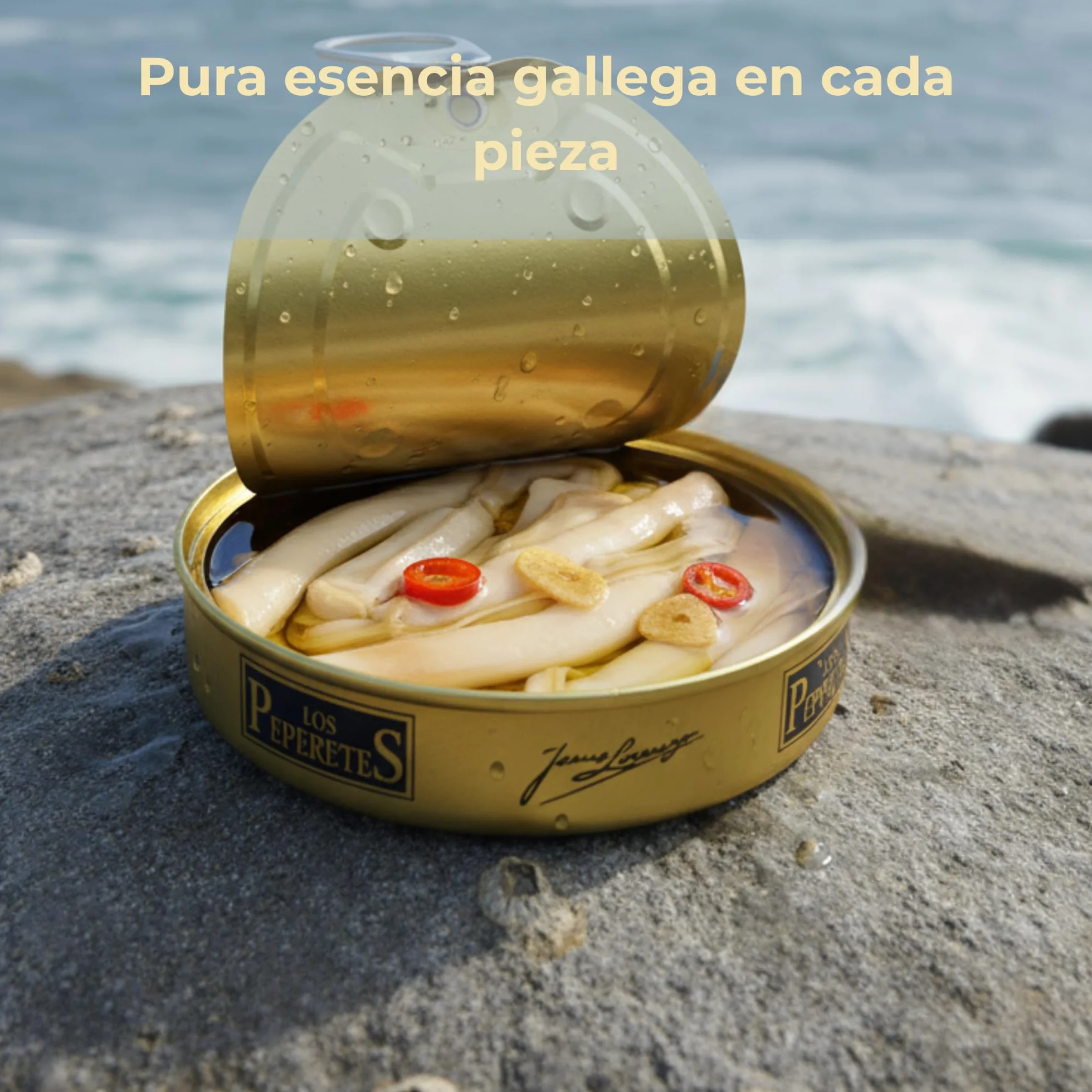 LOS PEPERETES x3 Lata Navajas al Ajillo 120 g | Marisco Gallego Gourmet | Elaboración Artesanal | Conserva Premium con Aceite de Oliva, Ajo y Guindilla | Sabor Tradicional de Galicia