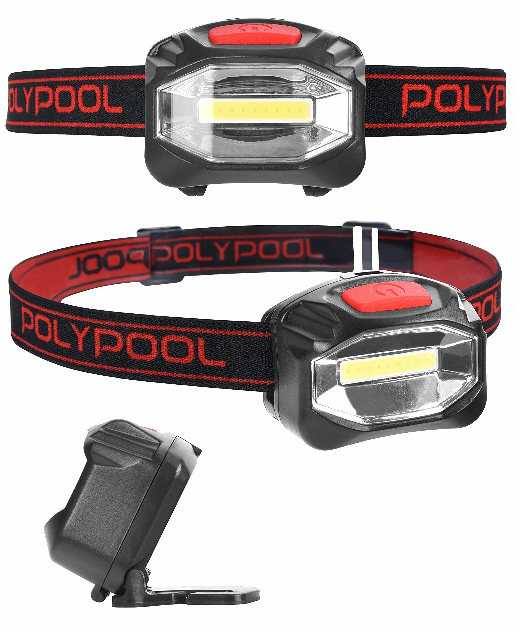 POLY POOL PP3156 Linterna Delantera LED Trekking Trabajo 3 Funciones Banda Elástica Cabezal Reclinable 130°
