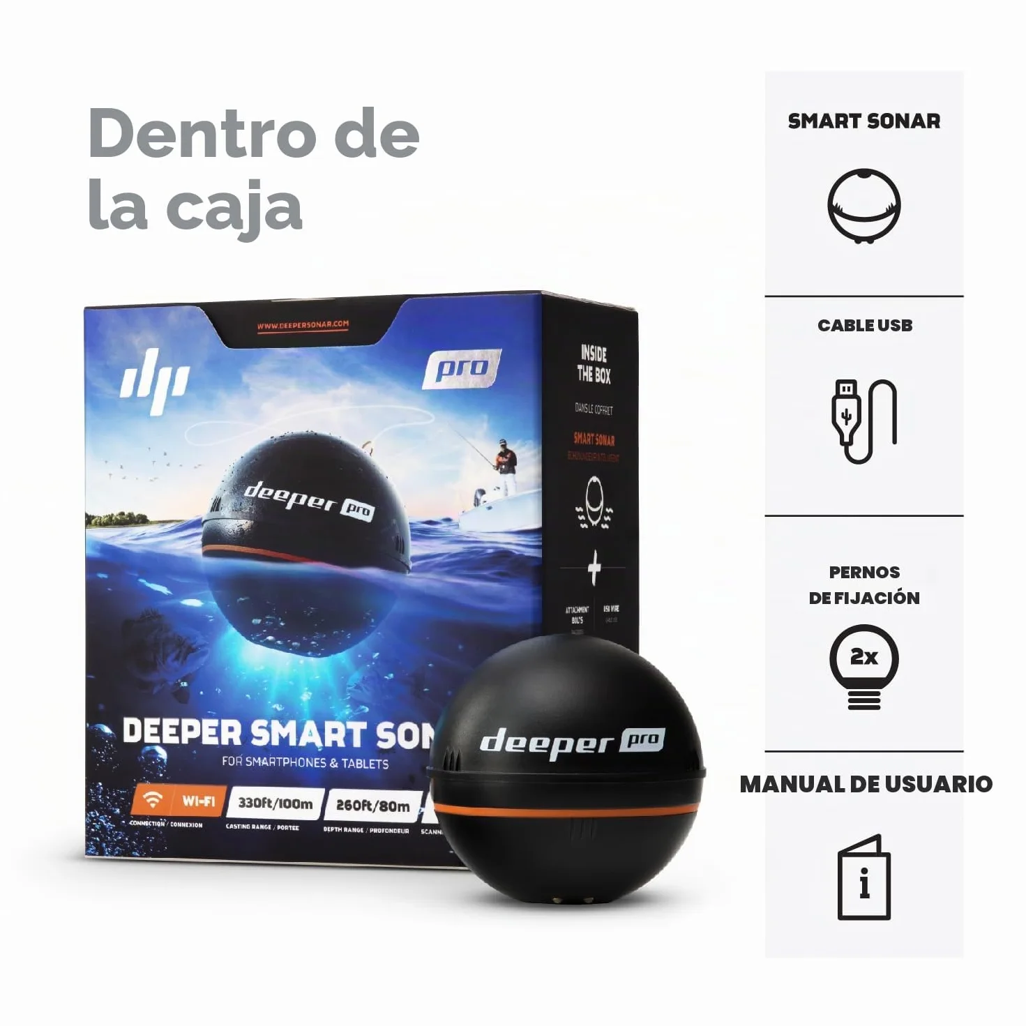 Deeper Sonar inteligente castable portátil WiFi buscador de peces para kayaks barcos pesca
