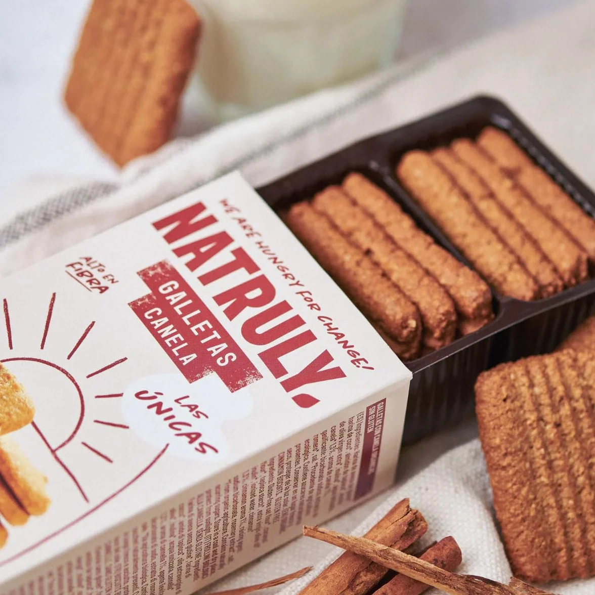 Pack 3 x Galletas con Canela Natruly Bio 125 g (375 g) | Ecológicas, veganas y sin gluten | Sin azúcares añadidos, sin edulcorantes y sin lactosa, snack crujiente