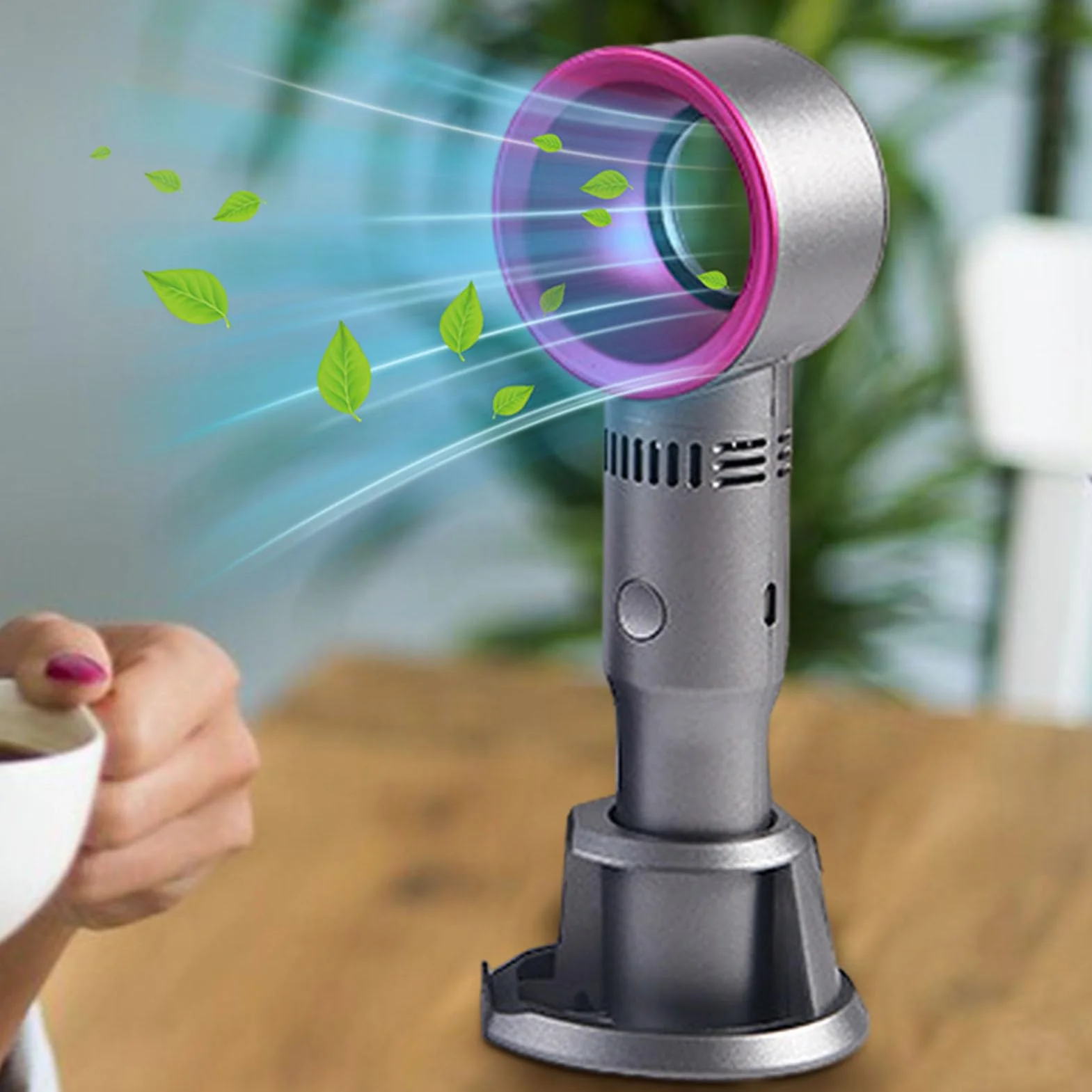 Ventilador de Bolsillo Portátil sin Aspas, Ventilador de Mano para Refrescar al Aire Libre