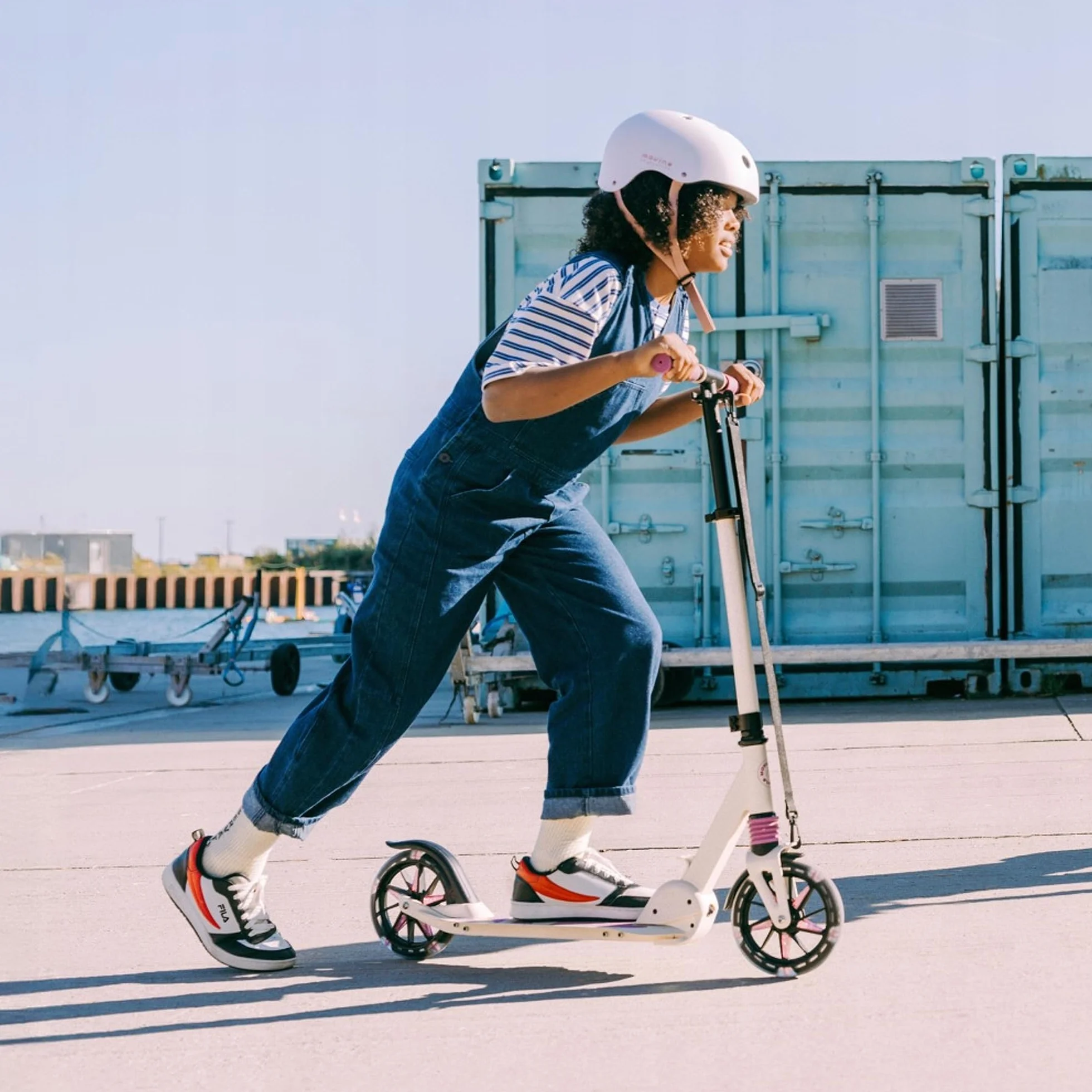 Movino Patinete Plegable Urbano para Niños Adultos Adolescentes hasta 100 kg Ruedas LED 180 mm Manillar Ajustable