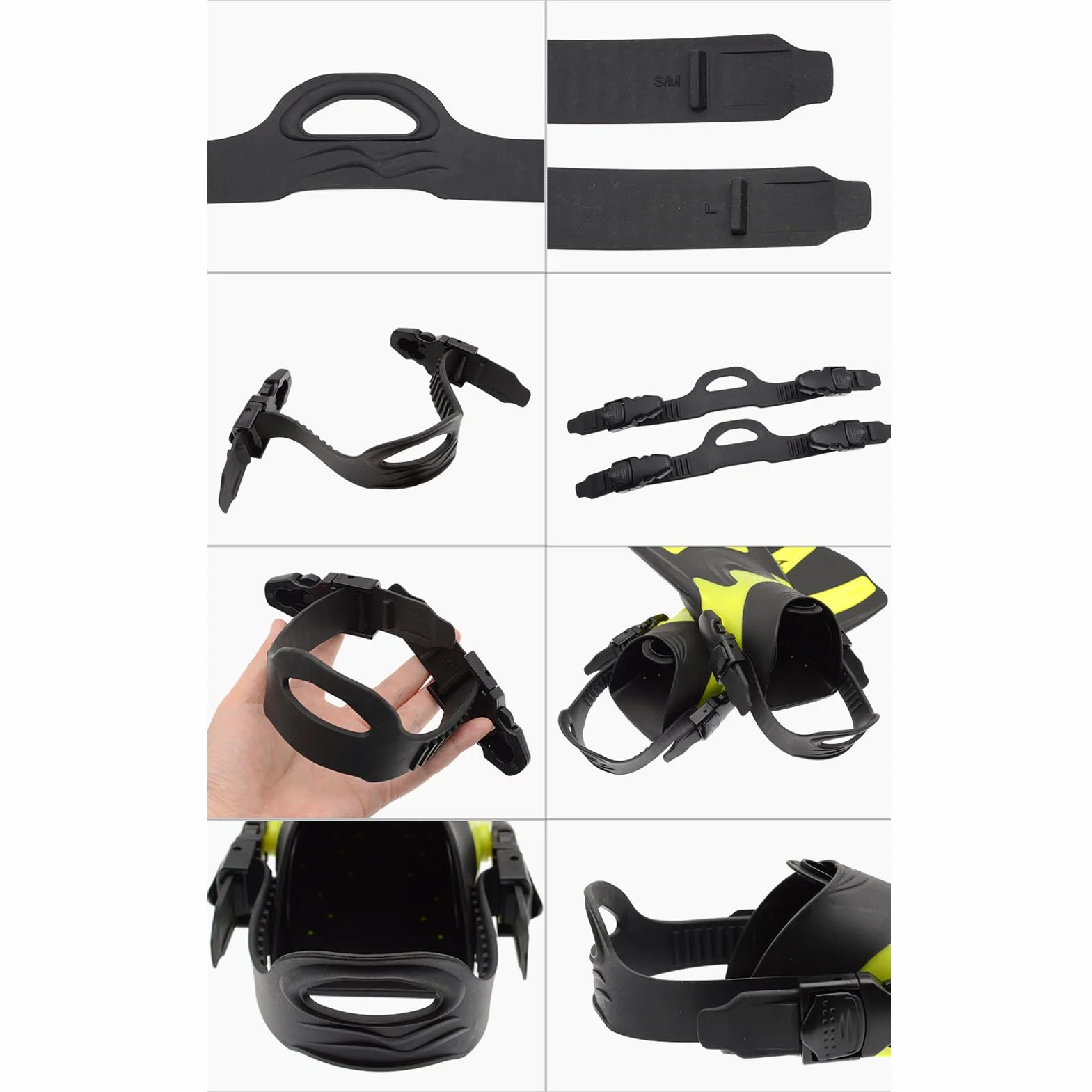 Correa para Aletas 2 Pack Correa Ajustable de Goma para Pesca Buceo Natación Recambio