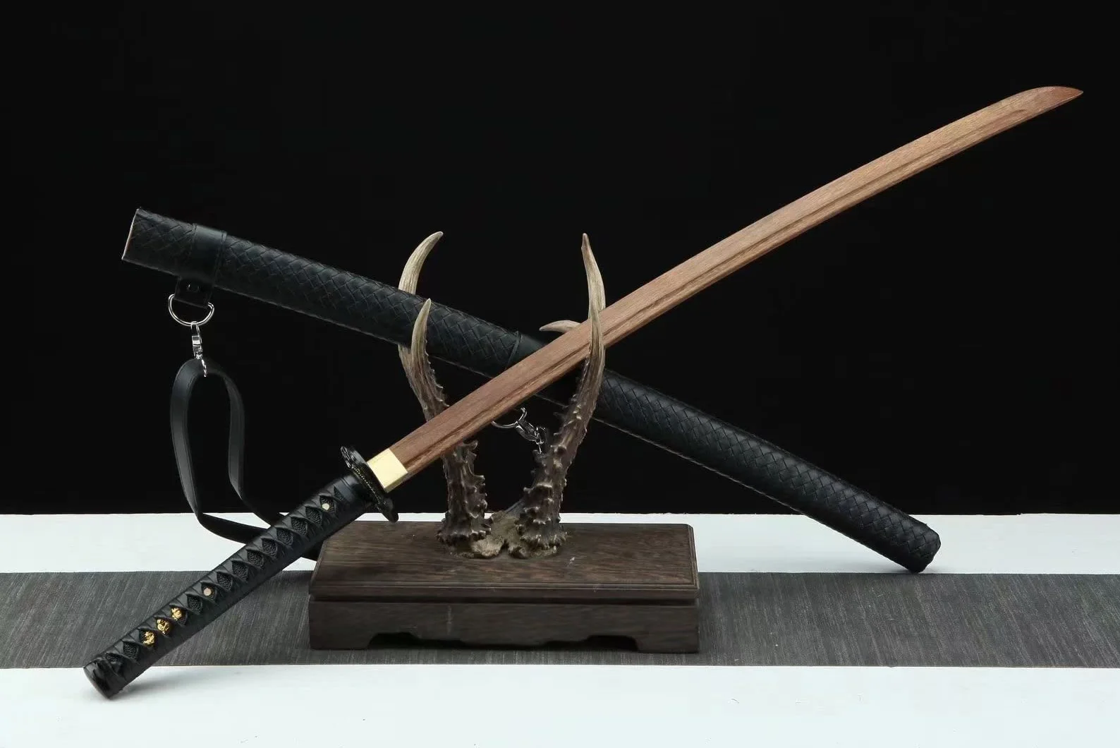 Katana De Entrenamiento Japonesa 105 cm, Espada Samurai Palisandro Natural Vaina, Bokken Hecho a Mano para Cosplay, Exhibición, Decoración Hogar, Regalo Kendo Iaido