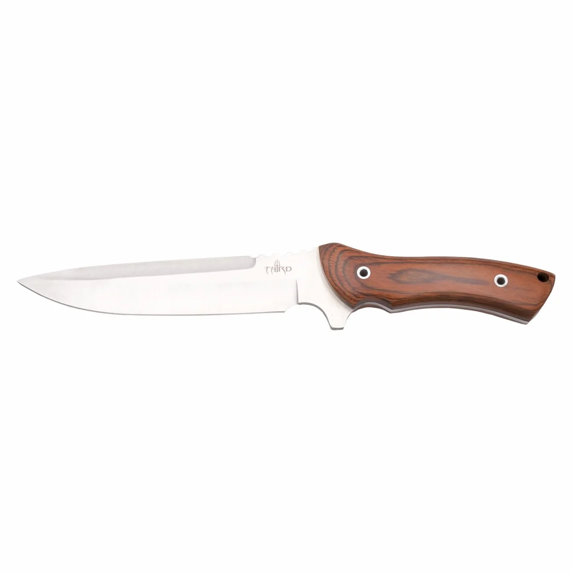 THIRD Cuchillo de Caza H0257W Hoja Acero 18 cm Mango Pakkawood Funda Piel