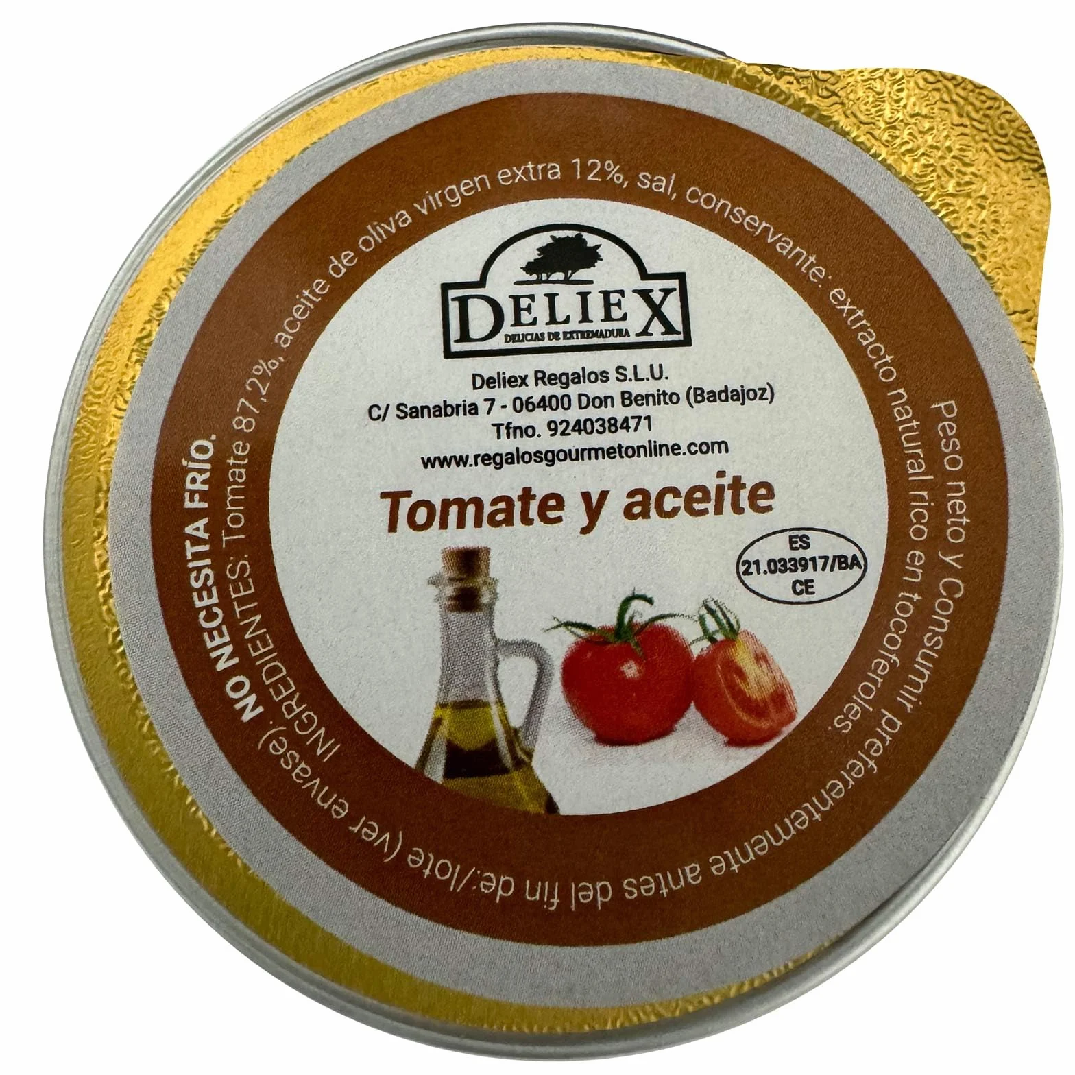 Deliex - Monodosis de tomate y aceite 45 unidades x 25 gr, Desayuno tradicional Extremeño en pequeñas latas de aceite de oliva virgen extra y tomate triturado