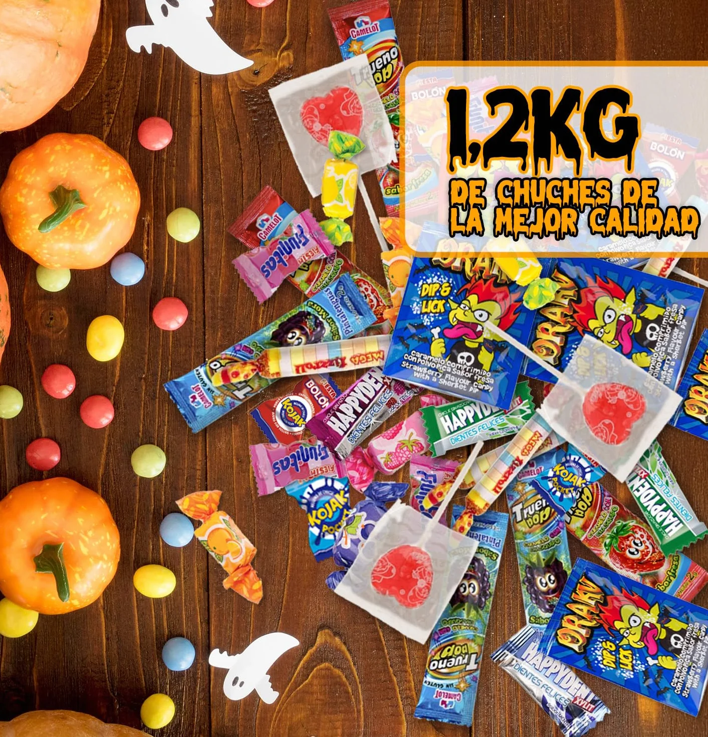 Caja Regalo Original Chuches y Caramelos Surtidos 1,2kg - Pack Golosinas Variadas con Frunitas, Kojak, Piruletas, Peta Zeta, Chicles y Más - Regalo Dulces