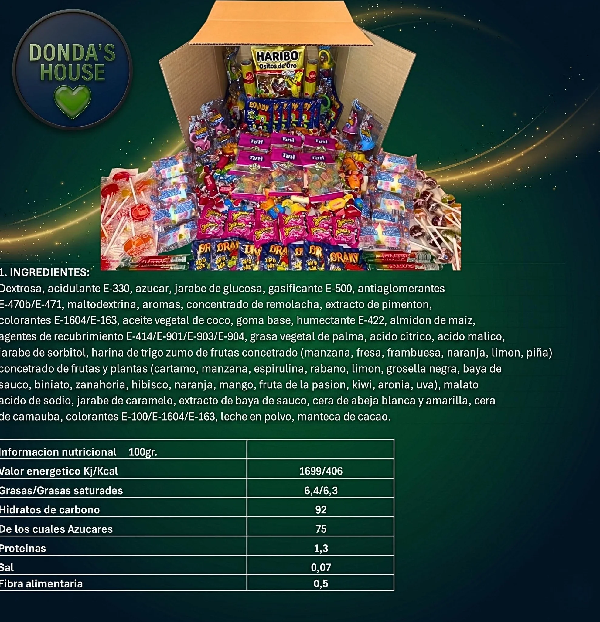 Donda's House® Caja de chuches 300 Ud. Caramelos y Golosinas. Gominolas Para Cumpleaños, Chuches para Piñatas, Todo el surtido envuelto individualmente. (Grande 300)
