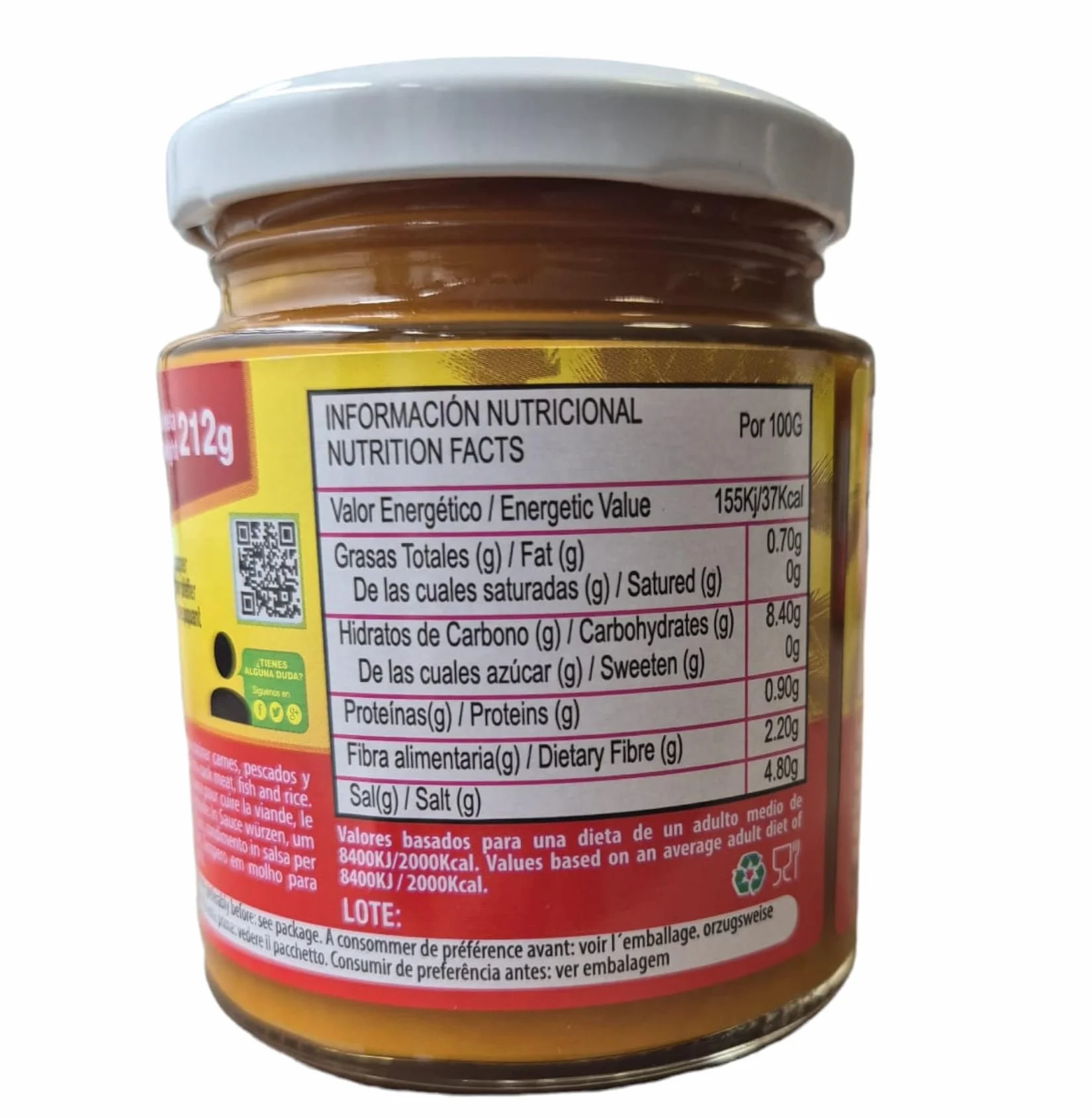 Pasta de Ají Amarillo Peruano Intertropico 212g - Bote de Cristal | Sabor Auténtico y Picante, Ingrediente Gourmet para Platos y Salsas