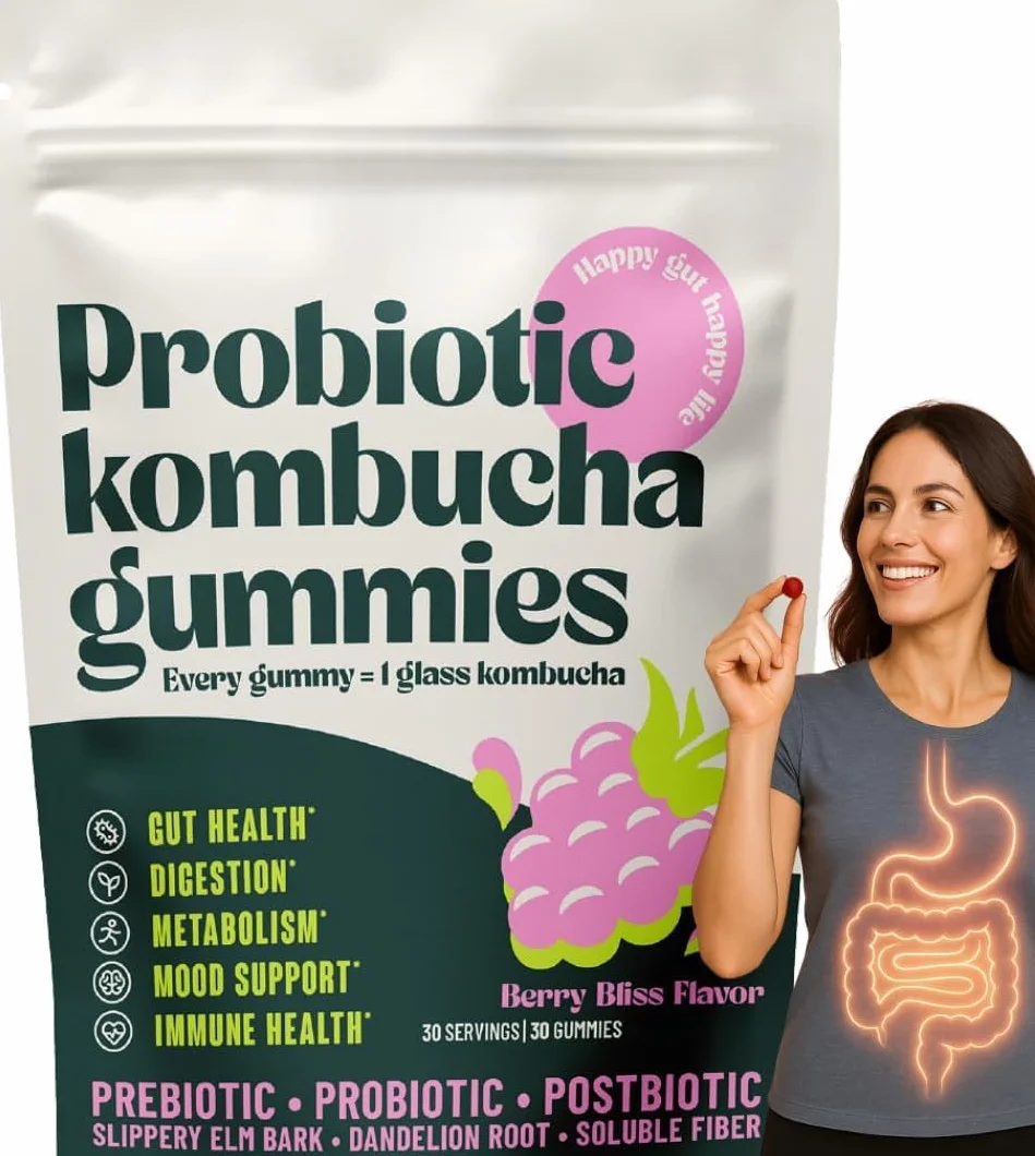 Gomita probiótica Kombucha, adecuada para hombres y mujeres, sabor a baya, 1 unidad