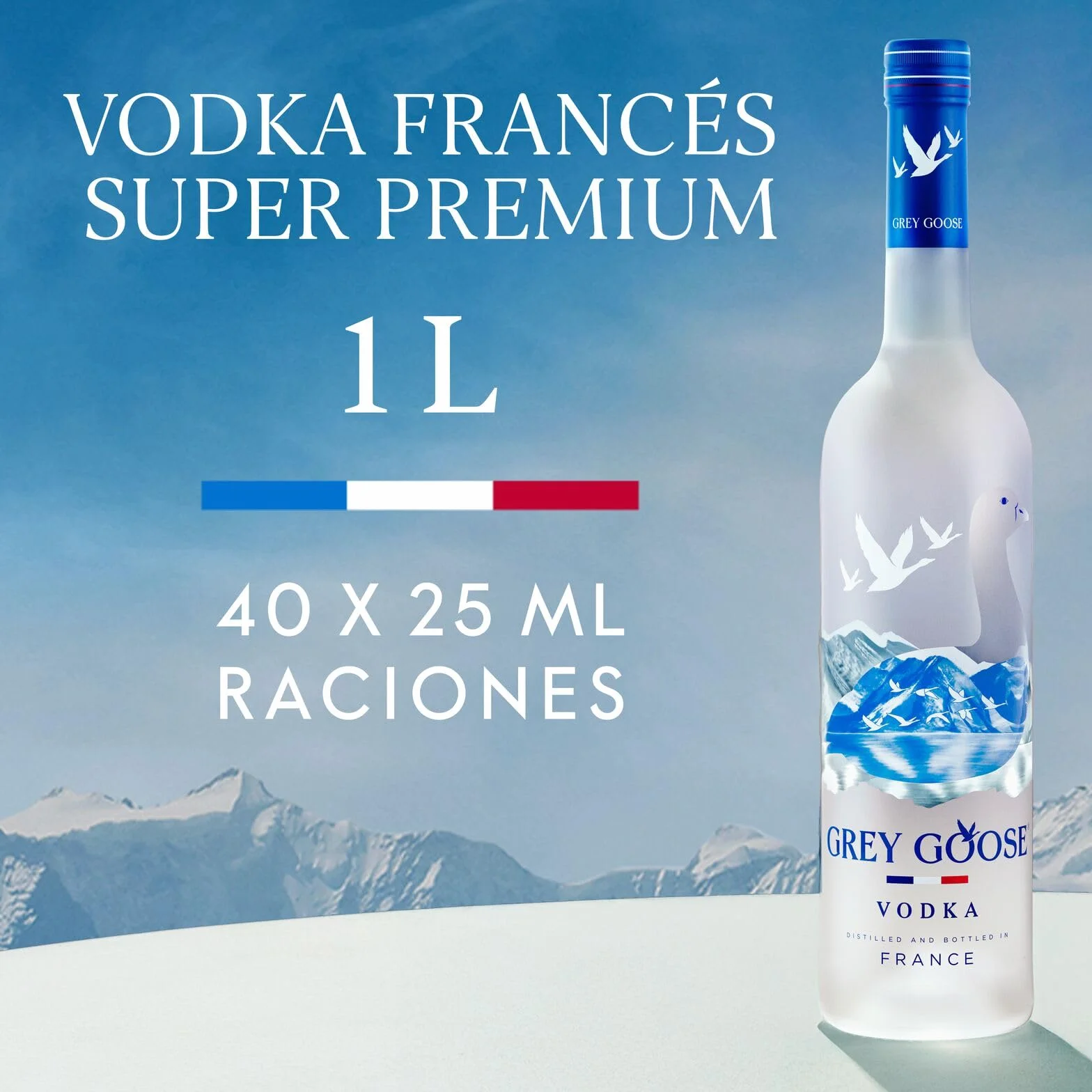GREY GOOSE vodka premium francés 40% ALC. 1 l
