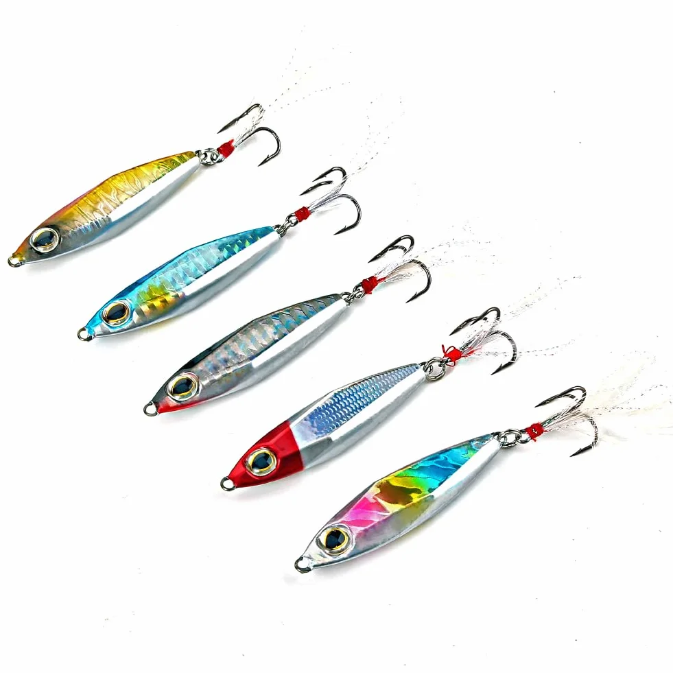 Sougayilang Jigs Señuelos de pesca Cucharas de metal con micro anzuelo