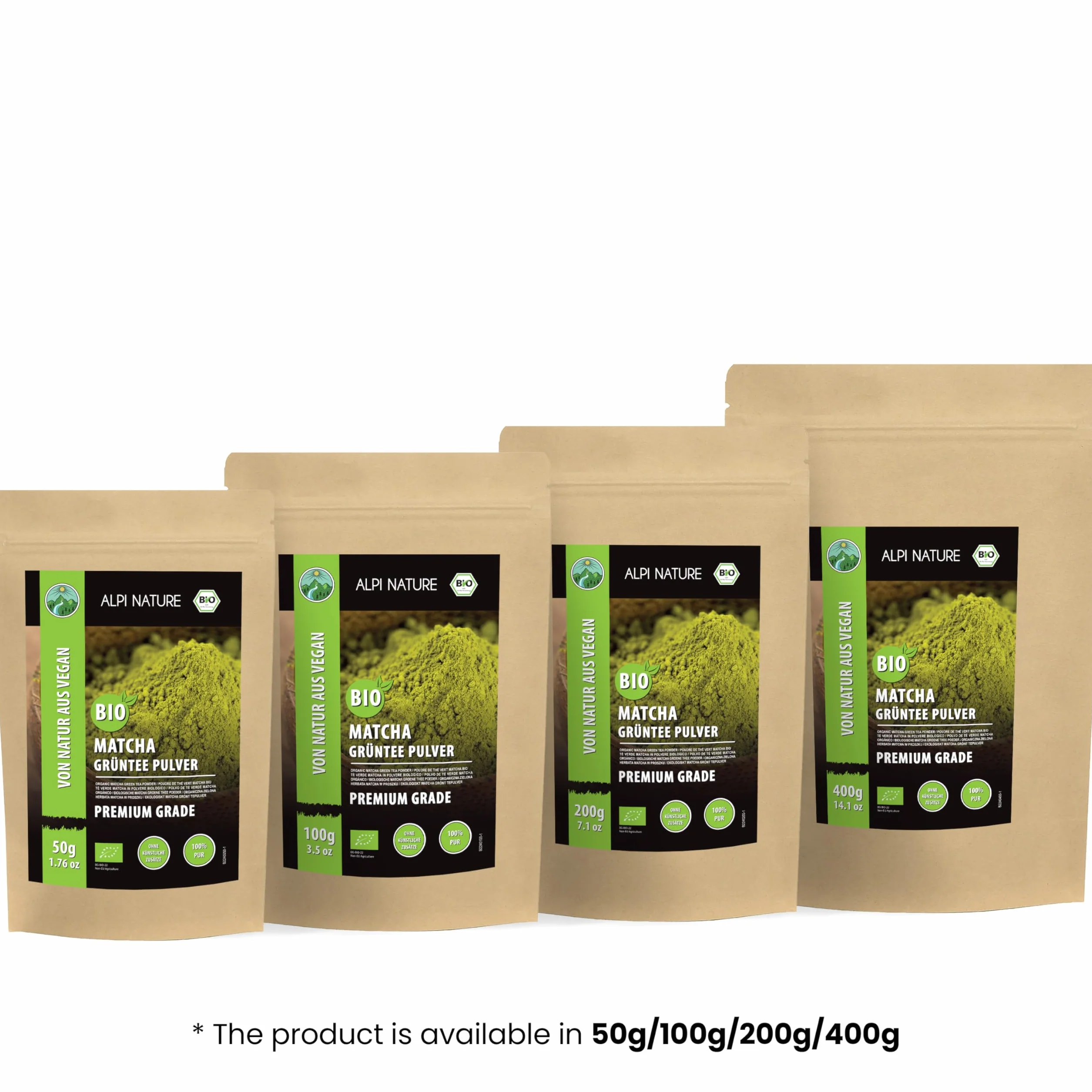 Alpi Nature Matcha Orgánica en Polvo 200g, Té Verde Matcha de Primera Calidad con Cafeína Natural