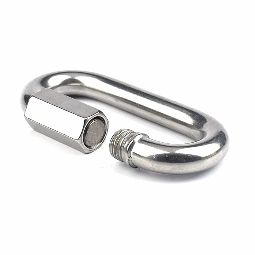 Mosquetón de Acero Inoxidable 304 con Rosca M5/0.2" Maillon Rapide Cadena Rápida para Camping