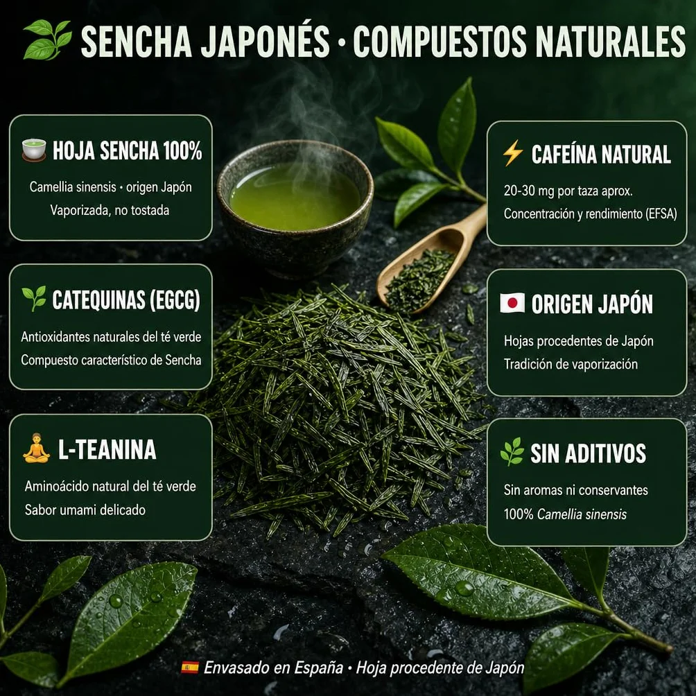 Té Verde Sencha Japonés 100% Natural y Orgánico. Potente Quemagrasas con Efecto Adelgazante y alto contenido de Antioxidantes (refuerza tu Sistema Inmunológico). Detox Té.