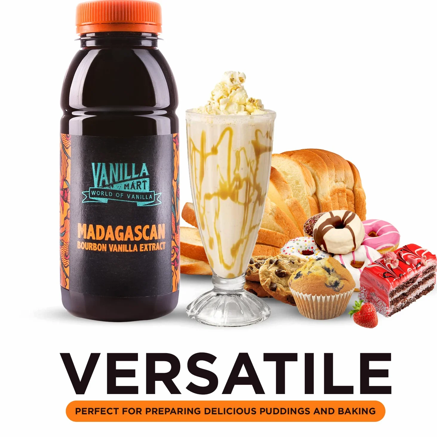 Vanilla Mart Extracto de vainilla Bourbon de Madagascar para hornear, extracción en frío, potencia única (1 L)