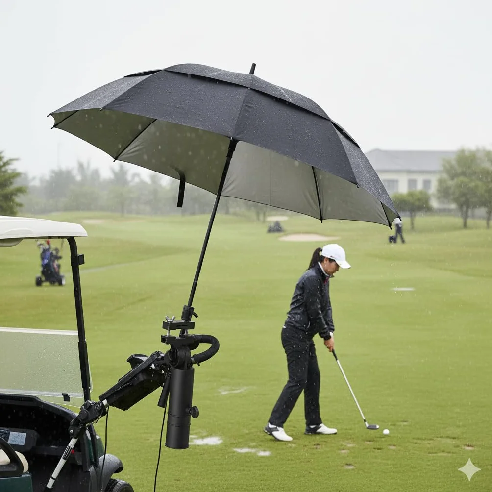 Soporte para Paraguas de Golf Ajustable Negro Resistente Portátil Carrito
