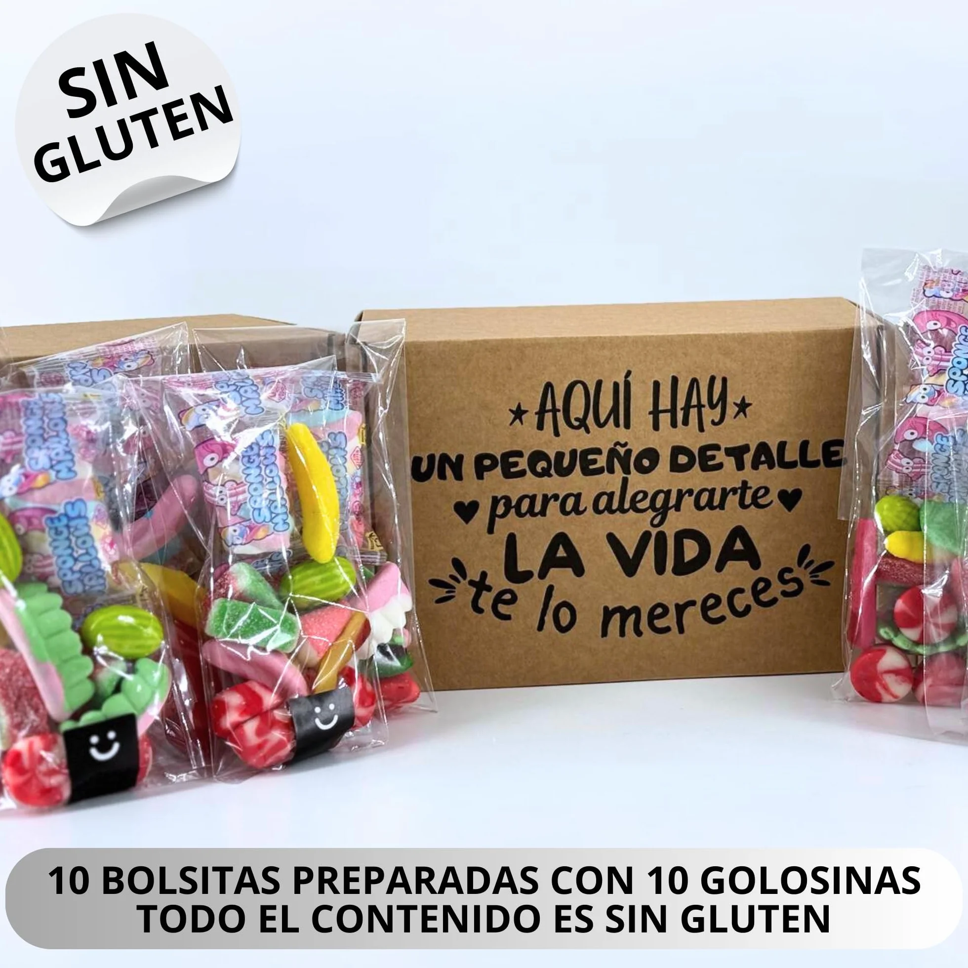 Bolsas Preparadas De Gominolas Variadas / 100 Golosinas en 10 Bolsitas Listas Para Celebración/Detalle de Cumpleaños