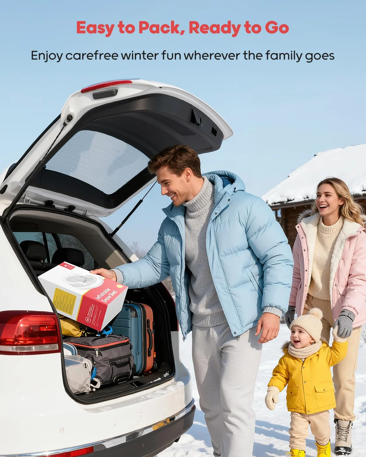 QPAU Trineo Inflable para Bebés y Niños - Air Sleigh de Invierno con Funda de Lona y Correa de Remolque