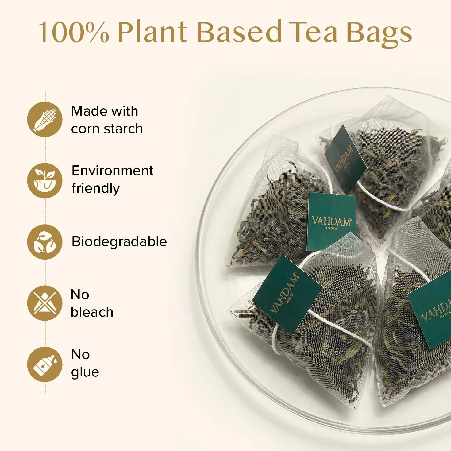 VAHDAM, Himalayan Té Verde (100 Piramidales Bolsitas De Té) 100% Pura Y Natural | Envasado Fresco En La India | Caliente, Frío O Como Kombucha