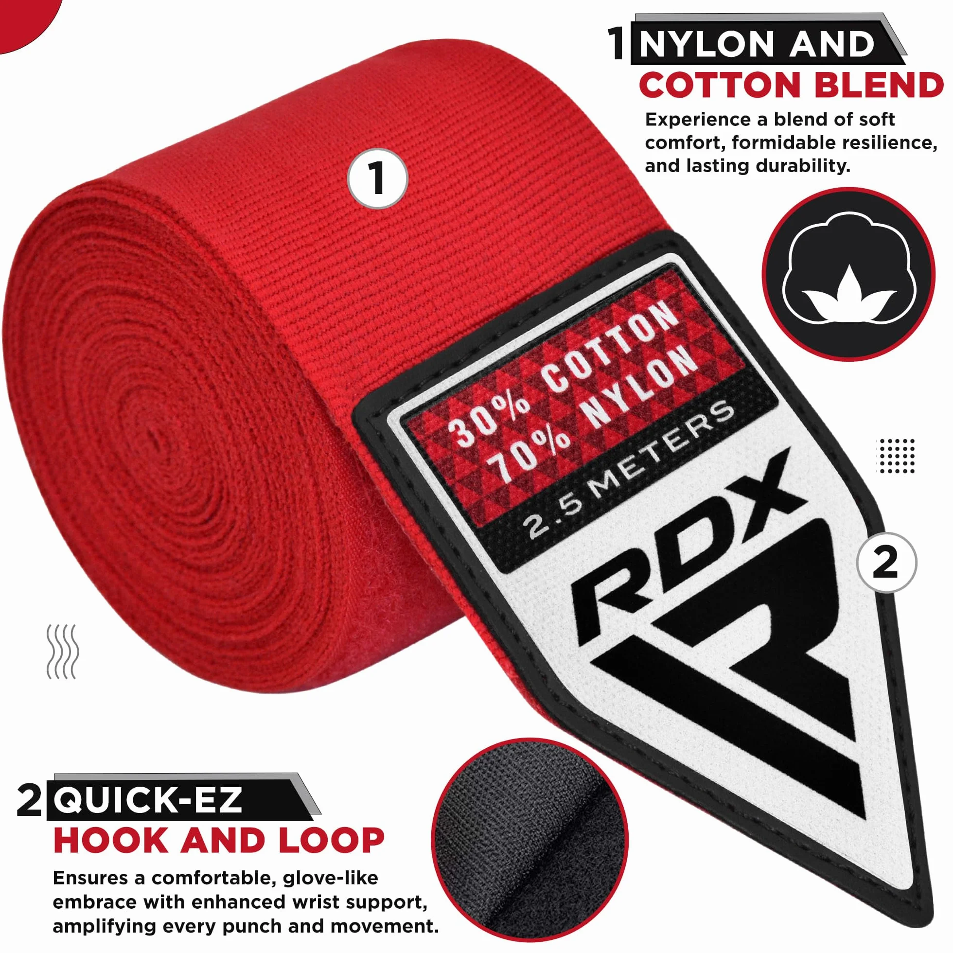 RDX Vendas Boxeo Guantes Interiores Protector Muay Thai MMA Kick Boxing Entrenamiento Hand Wraps