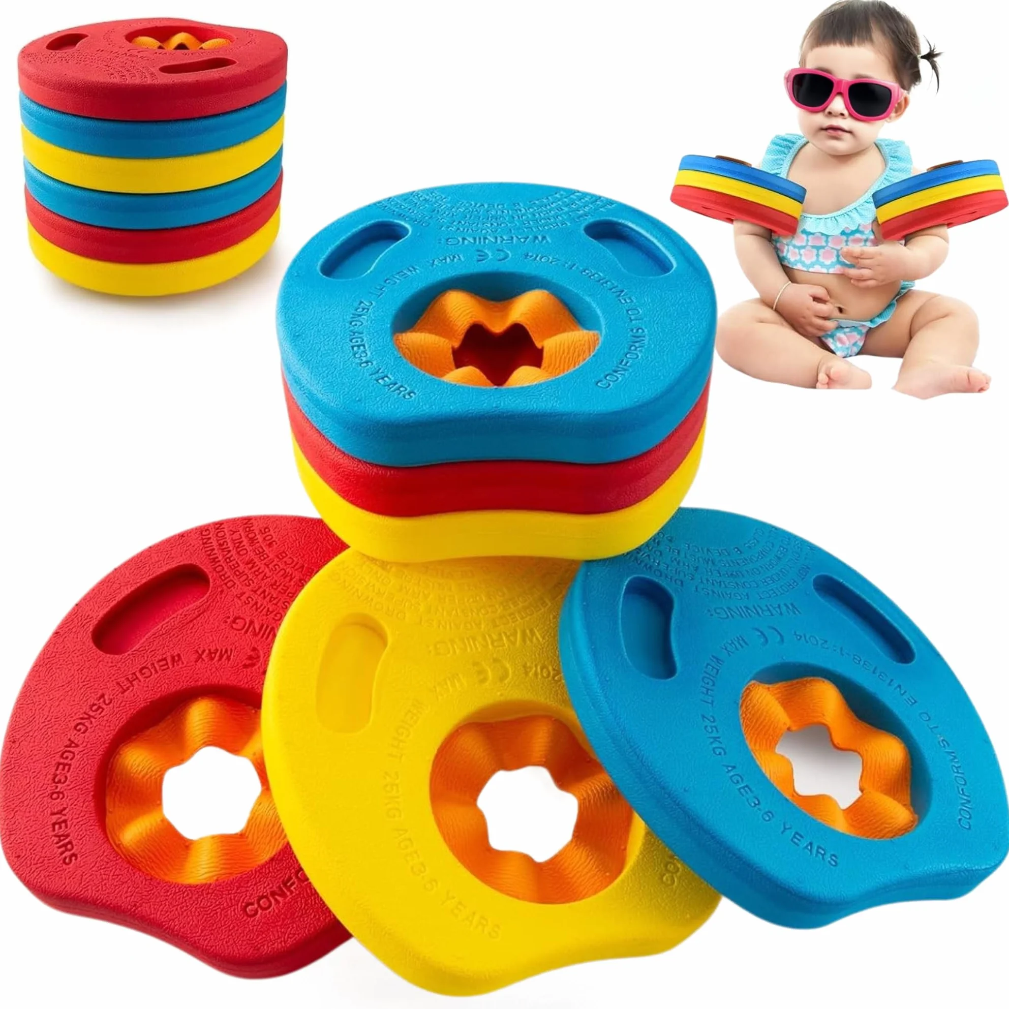 Manguitos Evolutivos Discos para Bebés y Niños - Manguitos de Natación Ajustables de Goma Eva