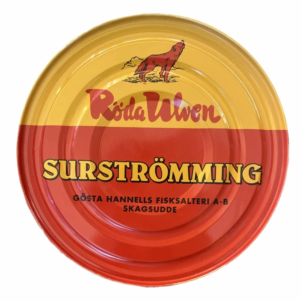 Surströmming ARENQUE | Especialidad sueca | Röda Ulven 300g/400g Lata (arenque fermentado) | Desafío Surströmming | Pescado de Suecia