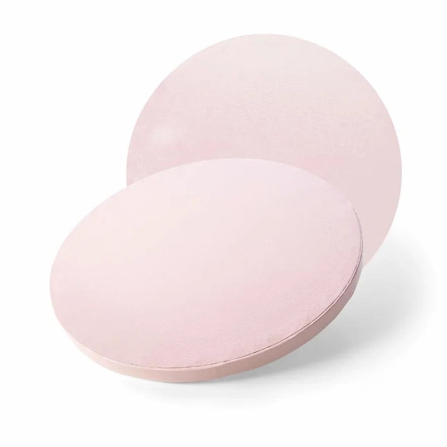 GLOTOMANIA - Base para Tarta Redonda - Calidad Profesional - Versátil y Fácil de Manejar - Pack de 3 Unidades - Superficie Liso y Brillante - 25 x 1.2 cm, Rosa
