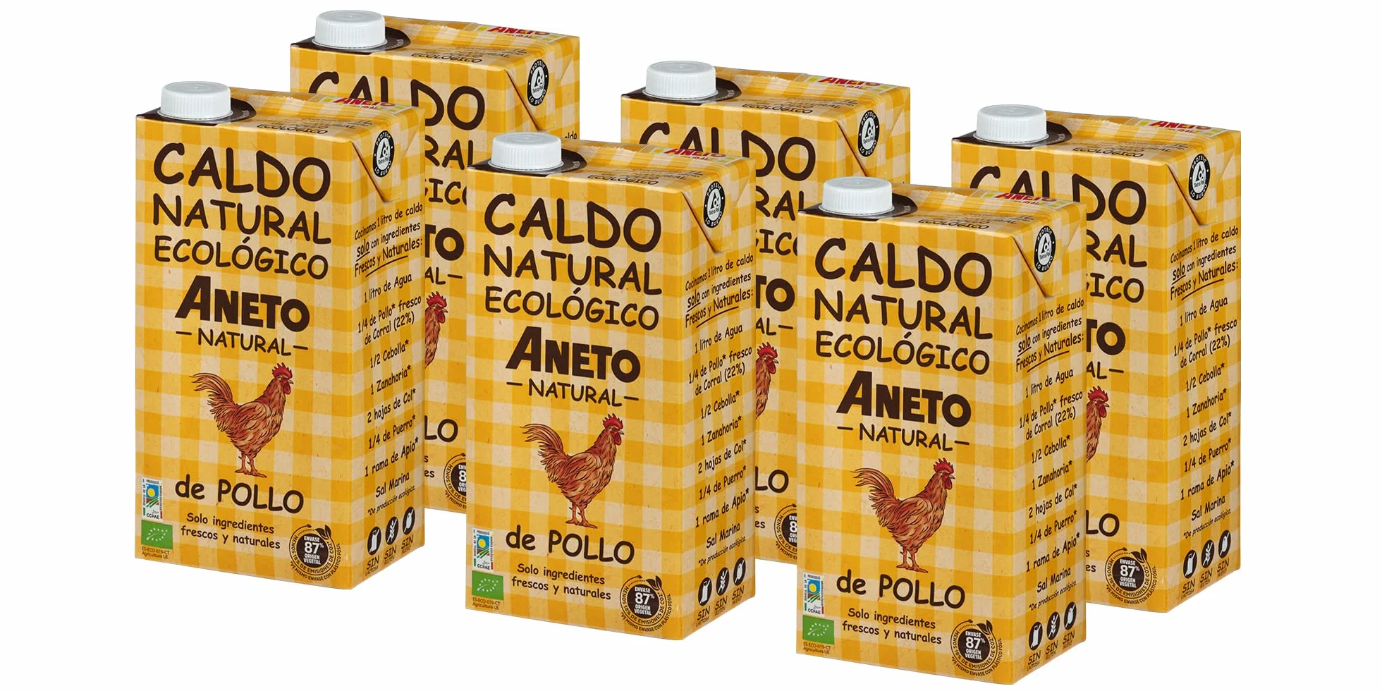 Aneto Caldo de Pollo Ecológico 1L Caja de 6 Unidades