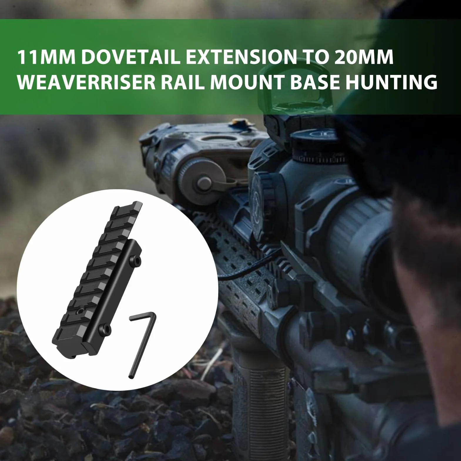 Convertisseur de Montage AR 11 mm Queue d'Aronde Vers 20 mm Picatinny, Adaptateur Profil Bas