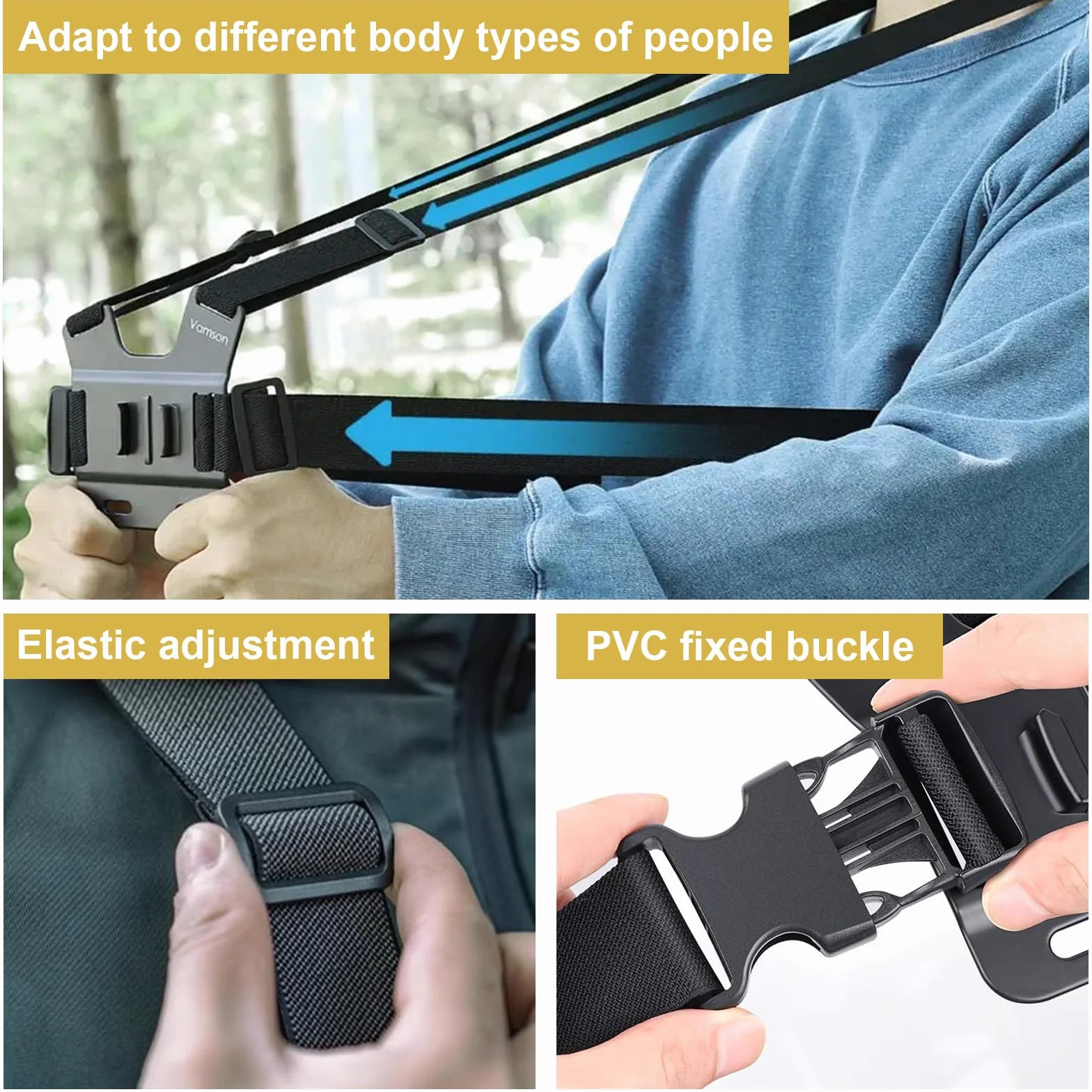 Soporte Móvil Pecho Cámara Arnés 3 en 1 Accesorios Deportivos para GoPro Hero DJI Osmo Smartphone
