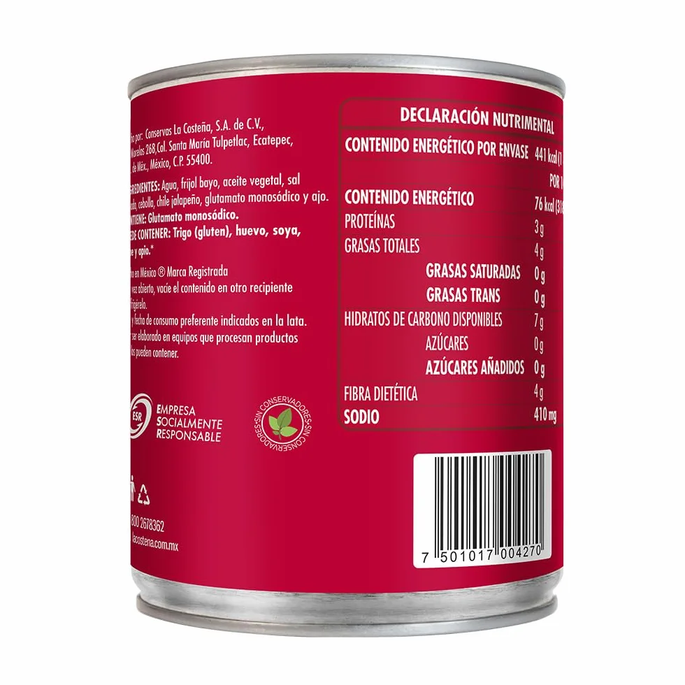La Costeña Frijoles Bayos Refritos - 580 gr