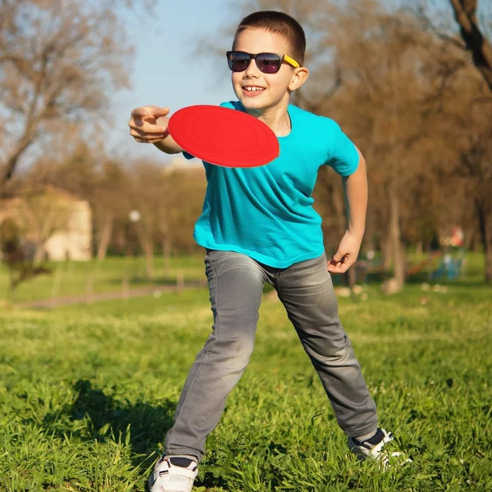 EQLEF Flying Disks Soft Toy Silicona Deportes al Aire Libre 2 Pcs Rojo y Azul
