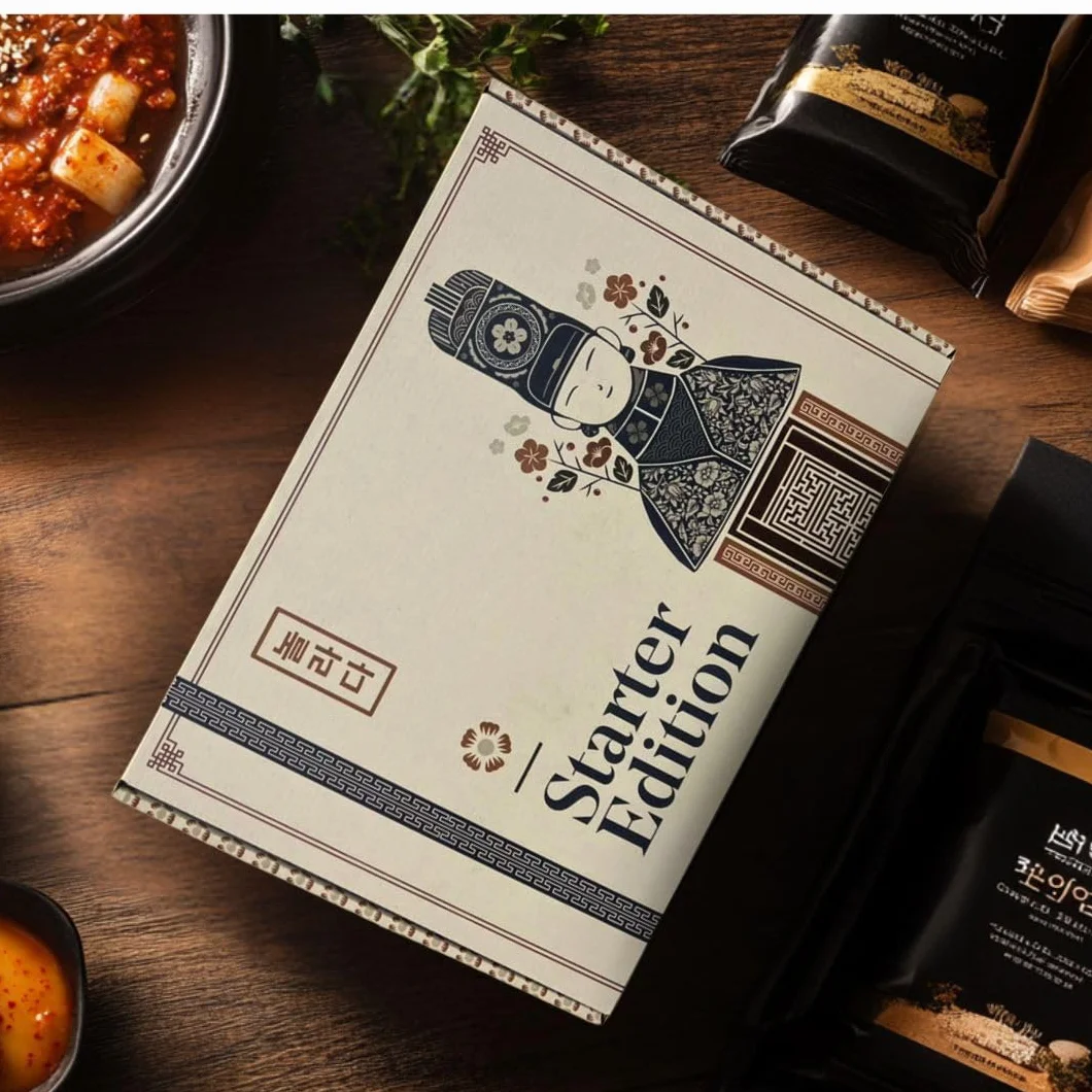 Korean Market | Caja Sorpresa de Comida Coreana (Starter Edition) | Para 1 o 2 Personas | Snacks, Ramen, Kimchi, Tteokbokki, Algas, Dulces y Palillos