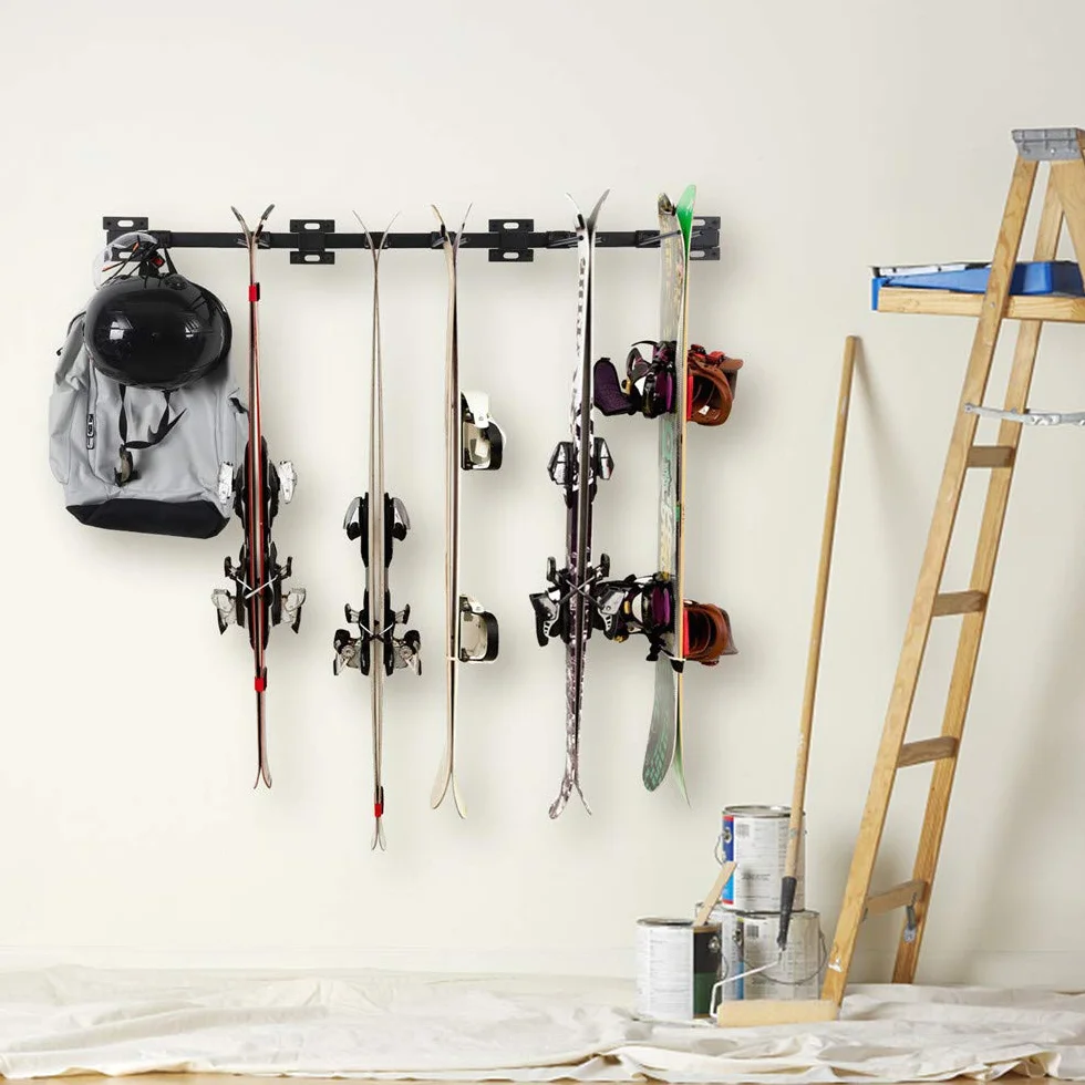 Soporte para Almacenamiento de Esquí y Snowboard de Pared, 10 Pares