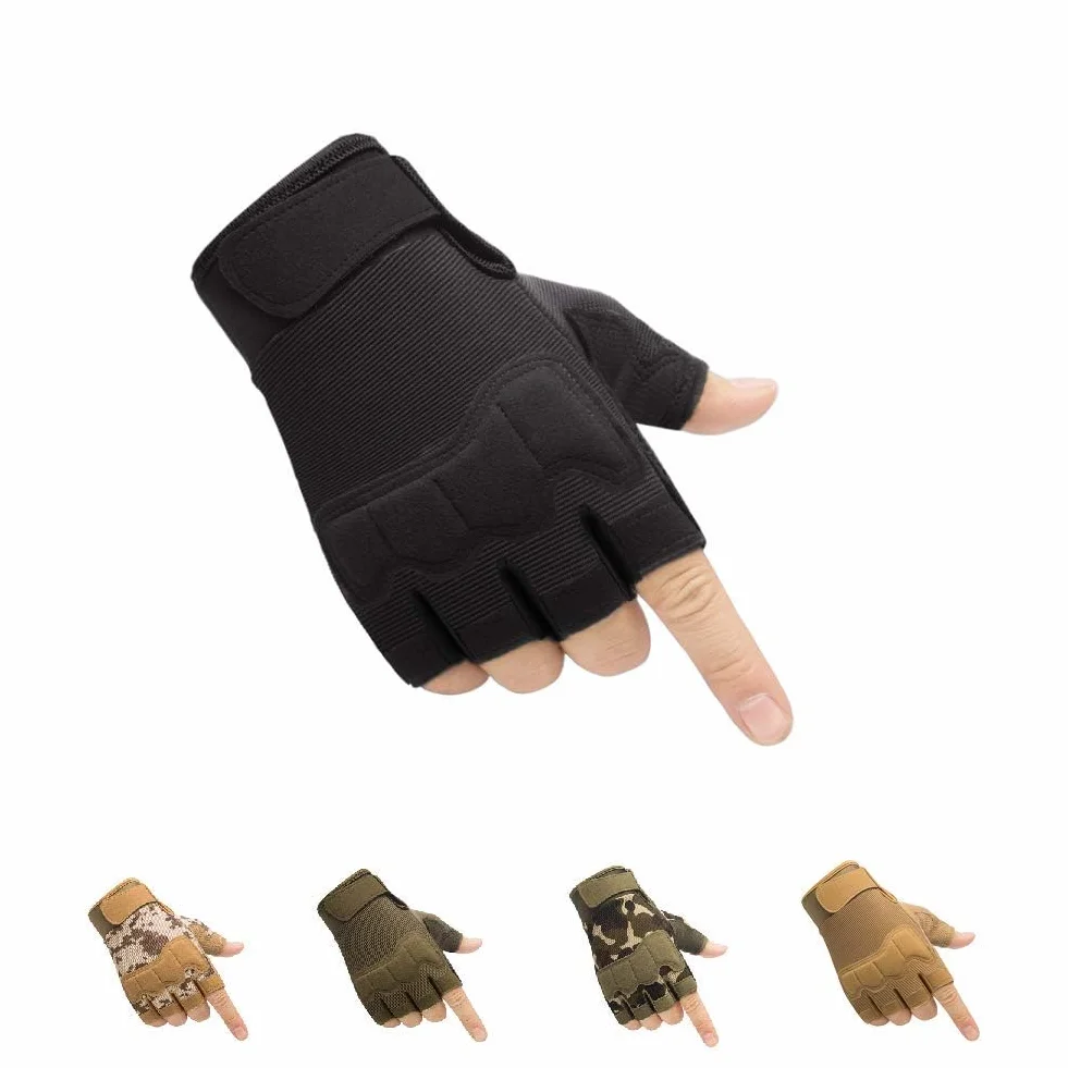 Guantes sin dedos para exteriores ligeros transpirables protectores escalada motocicleta camping