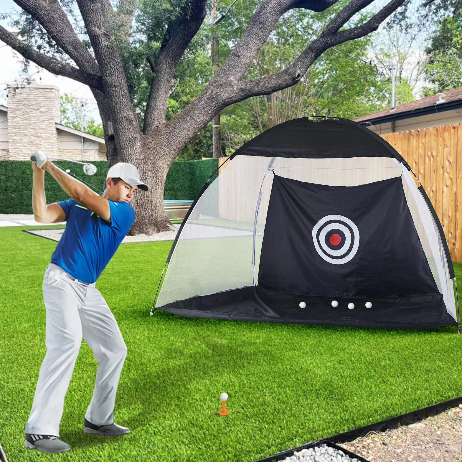 CLIPOP Red de práctica de golf con objetivos de entrenamiento de swing y bolsa de transporte para niños y adultos