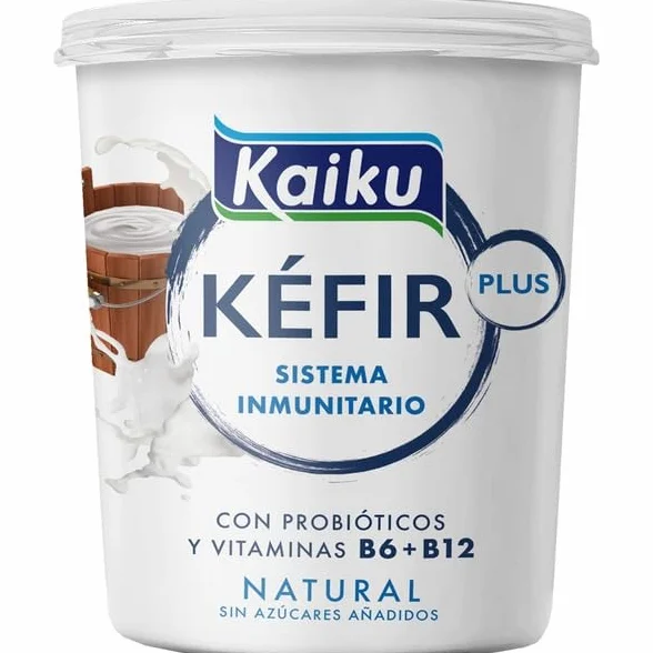 (6 Unidades de 350g.) KAIKU Kéfir con probióticos, vitaminas B6 y B12 (NATURAL)