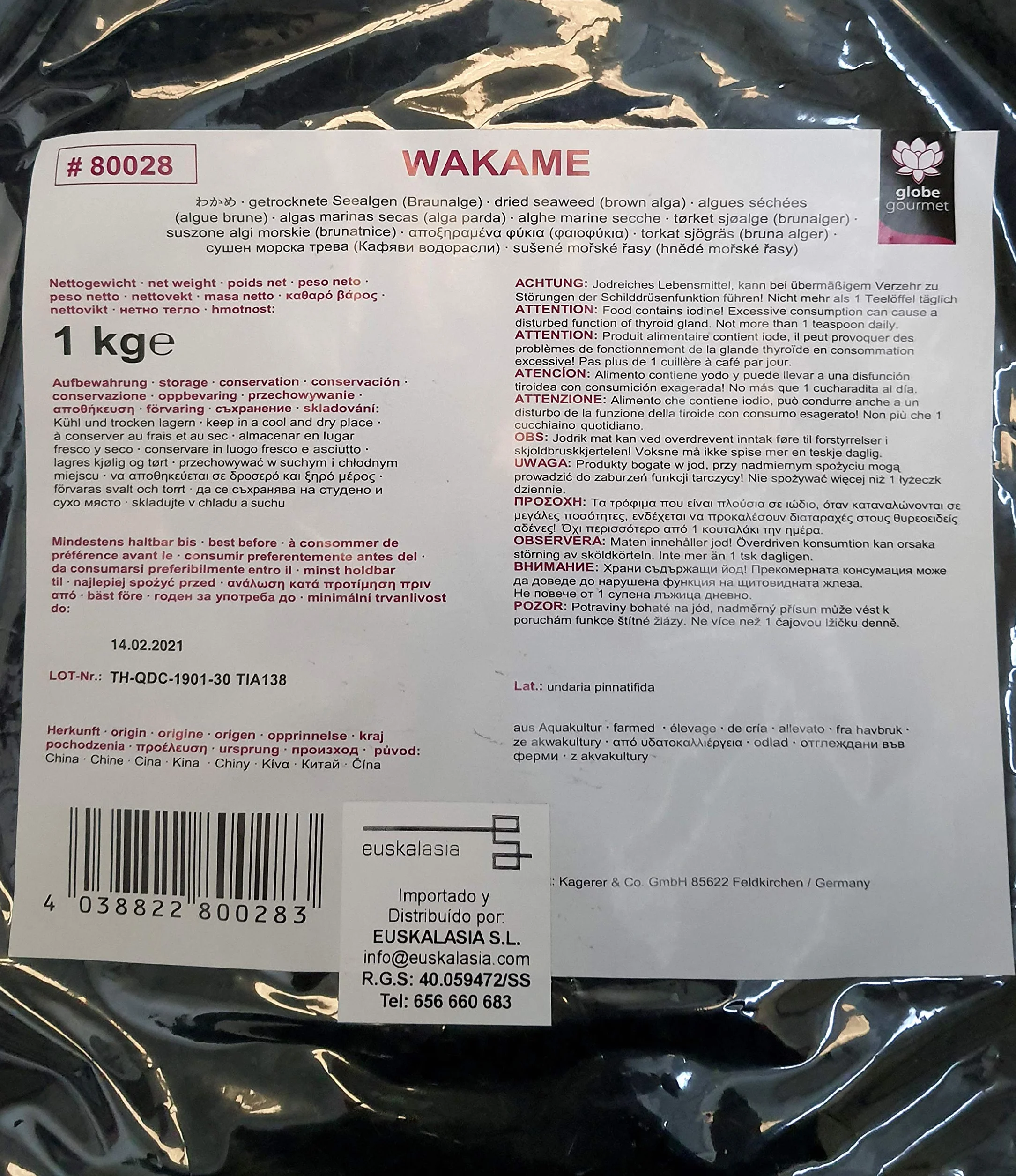 Globe Gourmet Cut Wakame 1000 gr